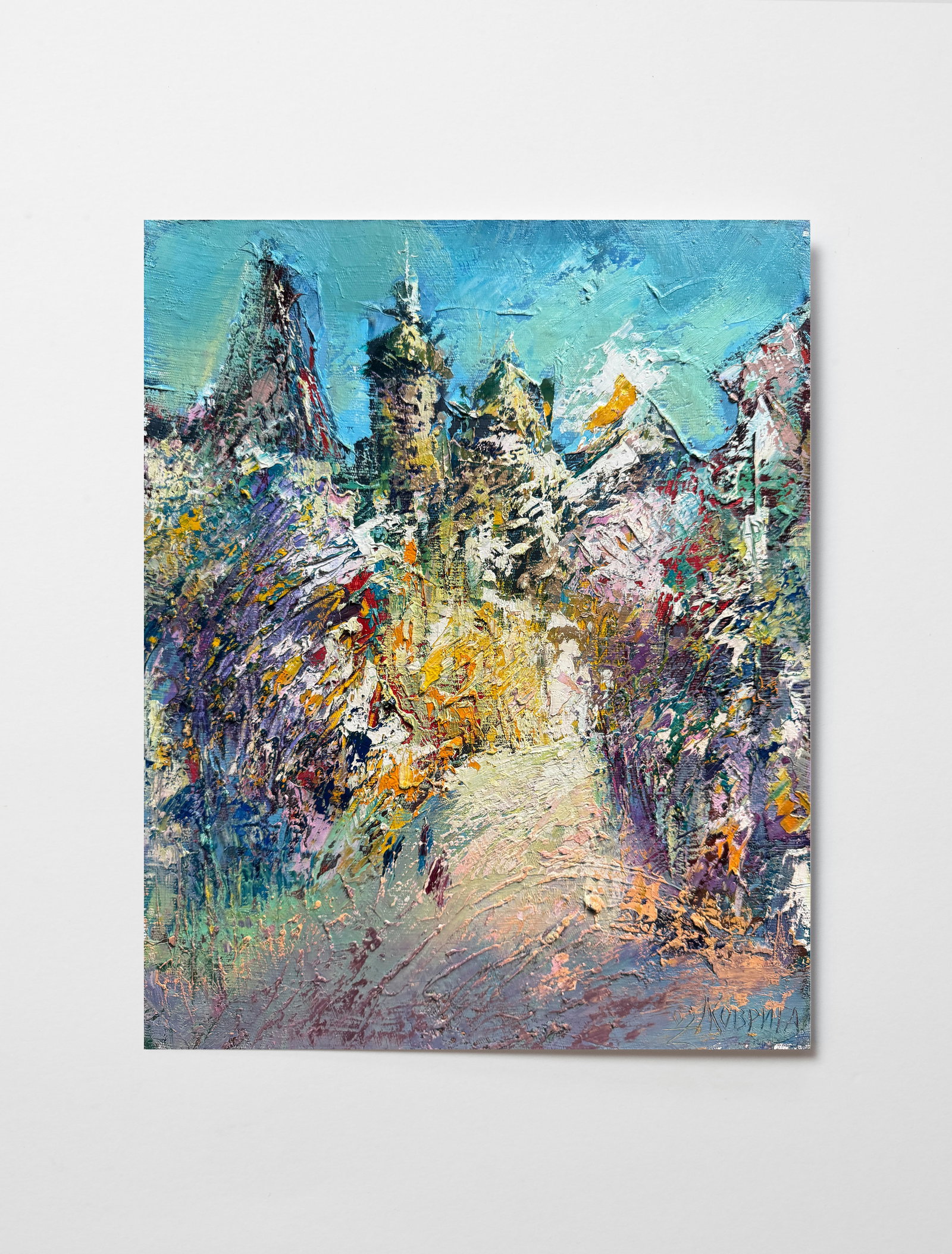 Abstract Oil painting with frame Bernardine monastery in Lviv K. Leonid - 2