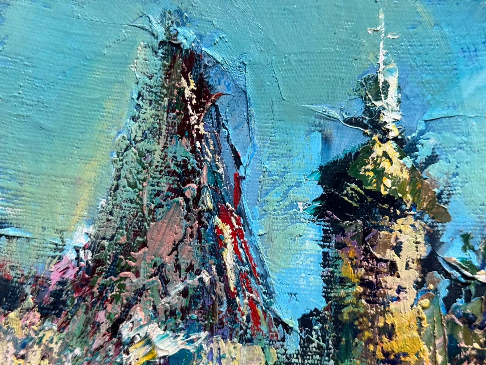 Abstract Oil painting with frame Bernardine monastery in Lviv K. Leonid - 3