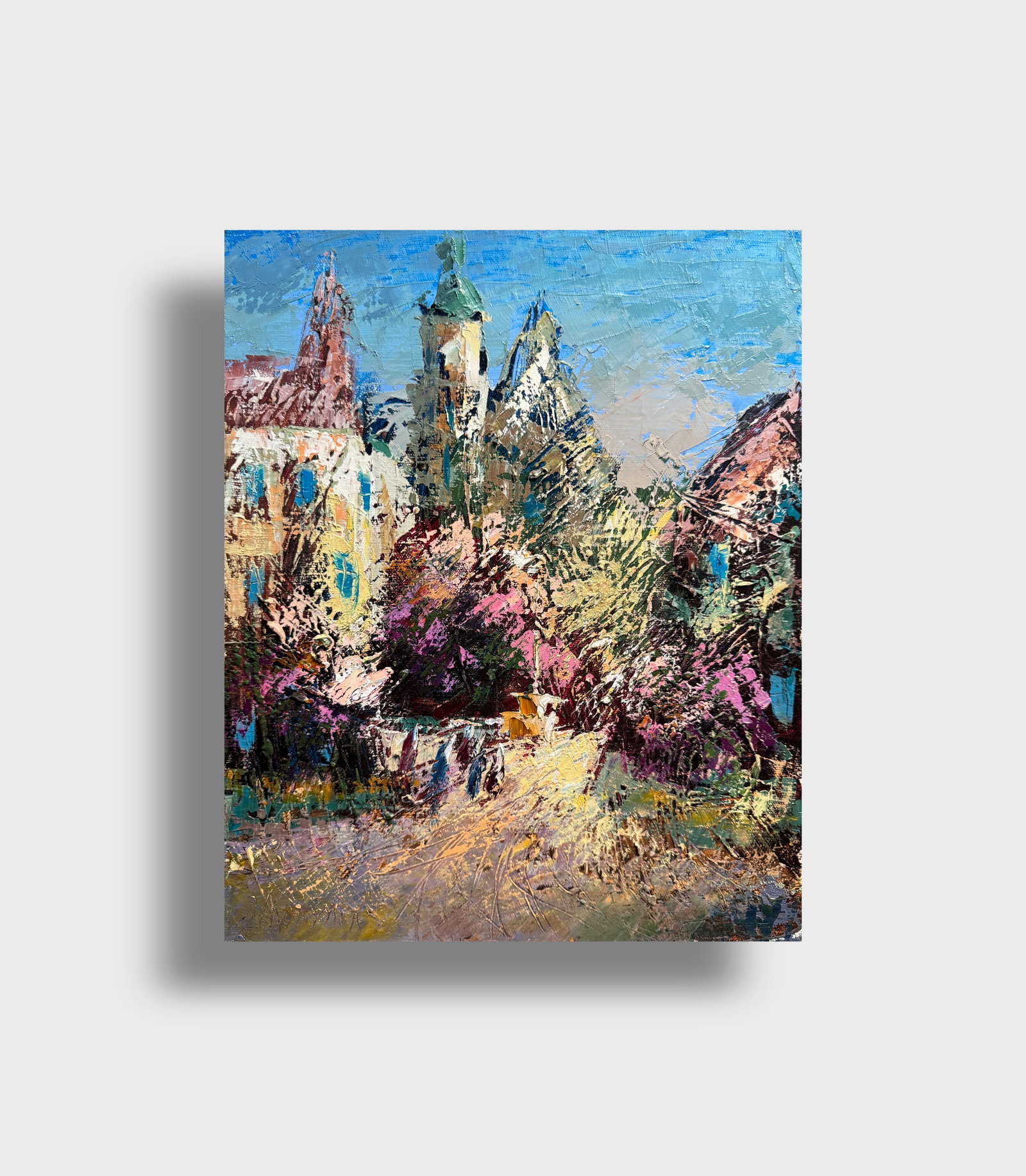 Abstract Oil painting with frame Bernardine monastery in Lviv K. Leonid - 11