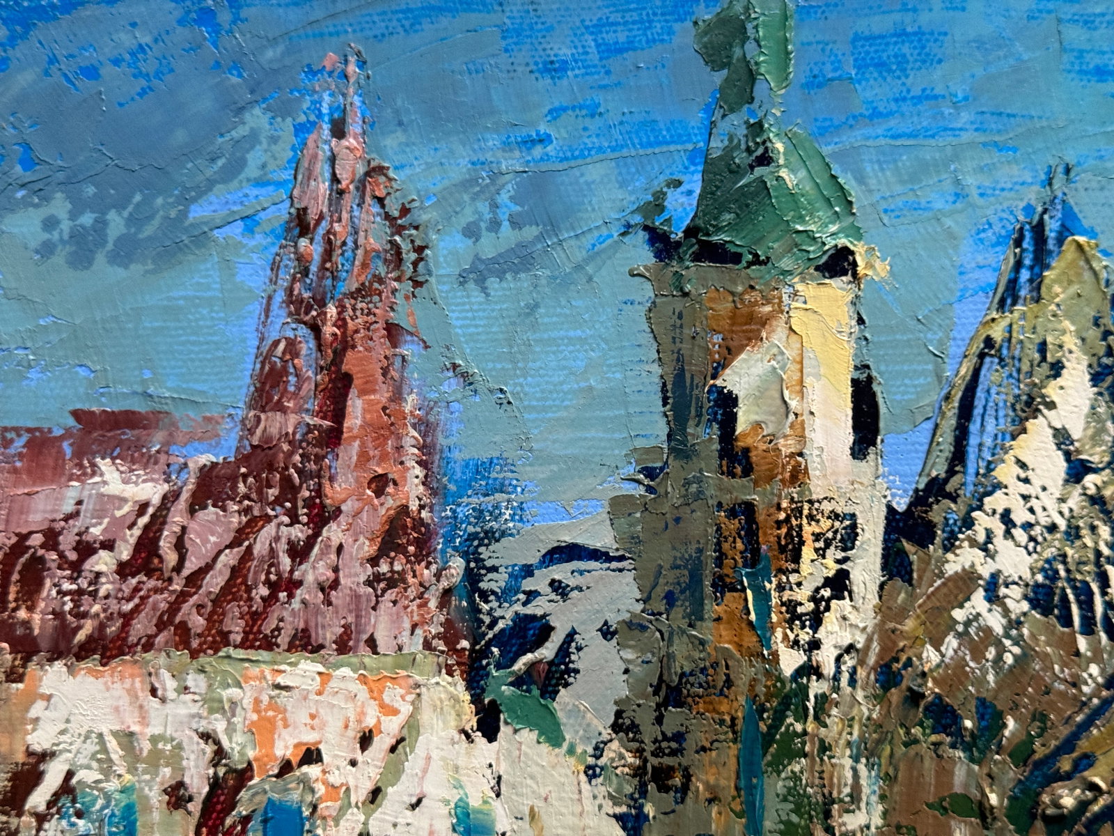 Abstract Oil painting with frame Bernardine monastery in Lviv K. Leonid - 2