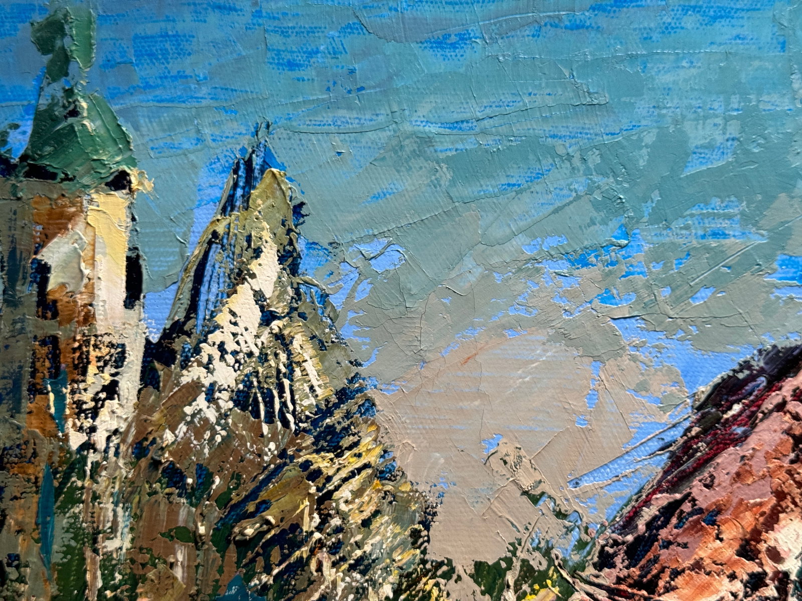 Abstract Oil painting with frame Bernardine monastery in Lviv K. Leonid - 3
