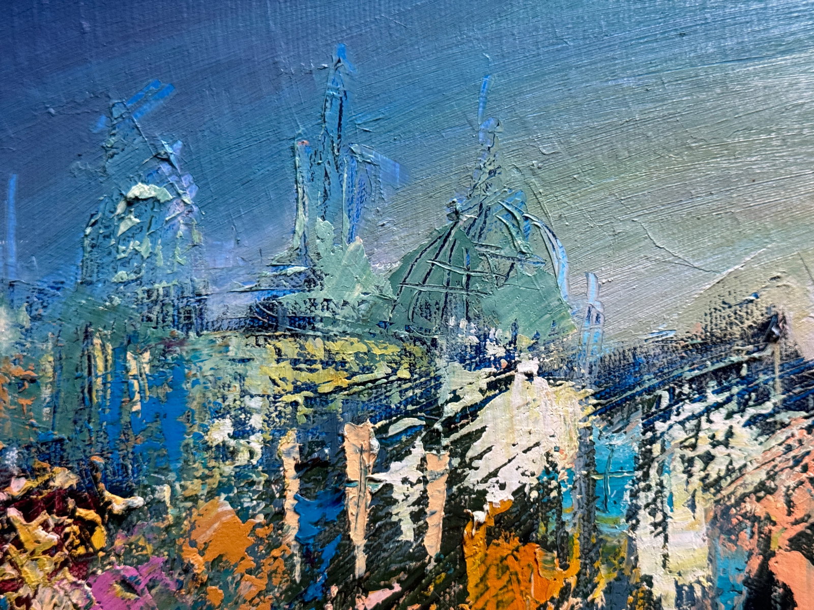 Abstract Oil painting with frame City K. Leonid - 3