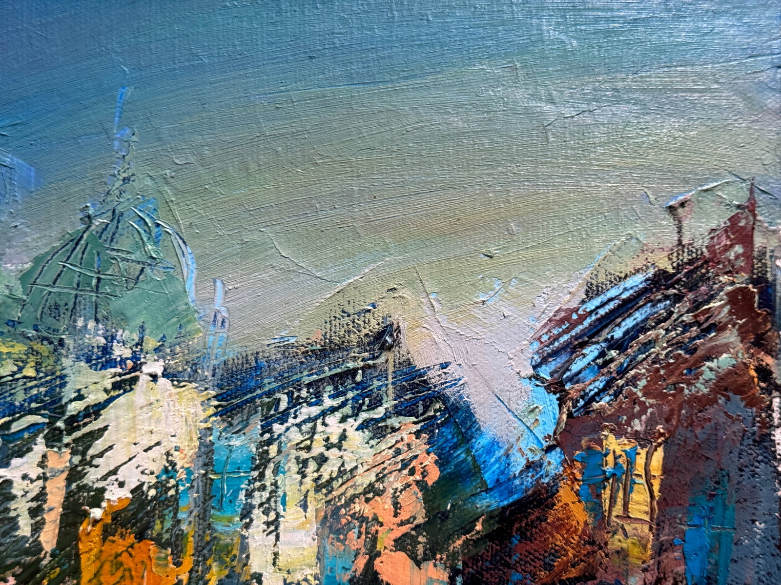 Abstract Oil painting with frame City K. Leonid - 4