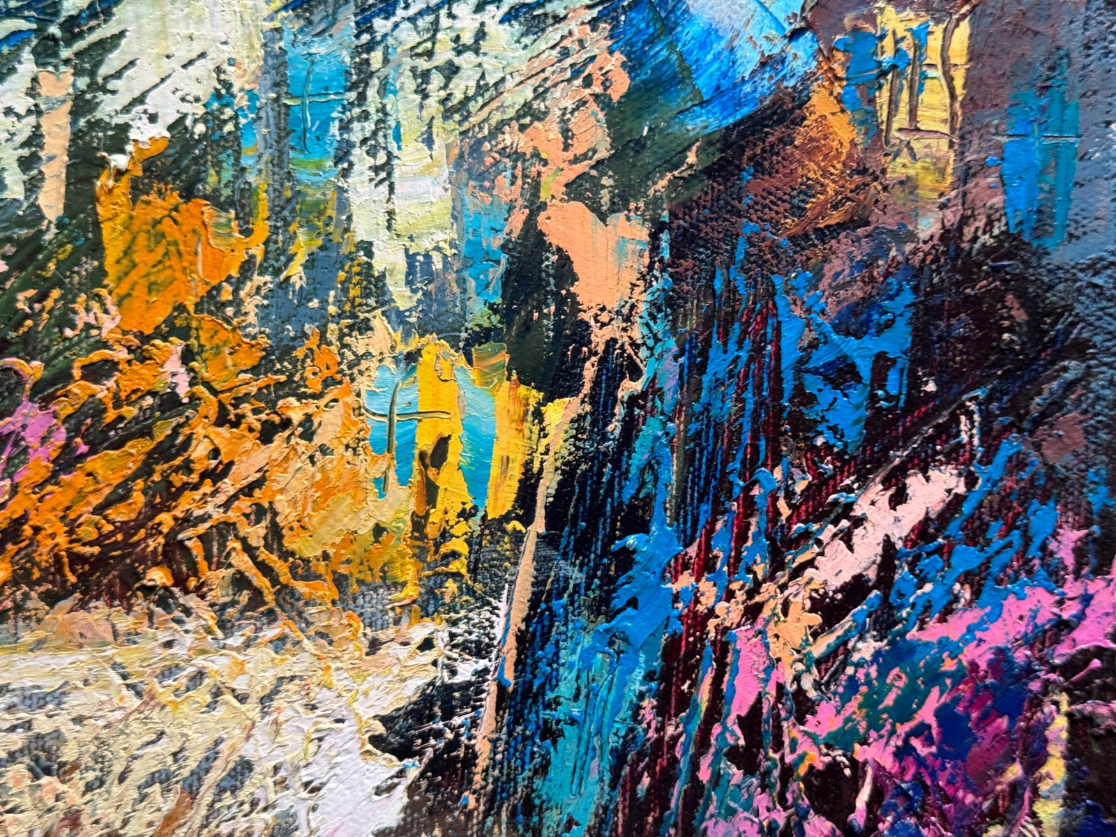 Abstract Oil painting with frame City K. Leonid - 5