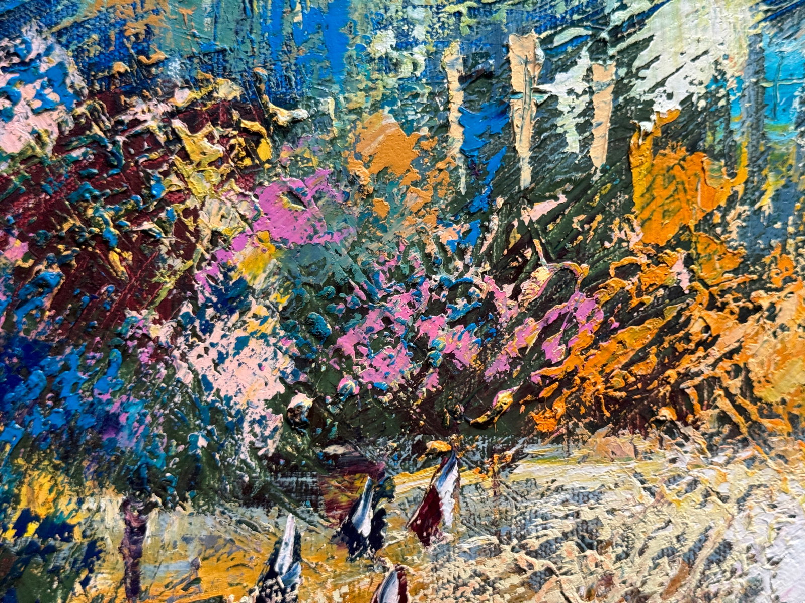 Abstract Oil painting with frame City K. Leonid - 6