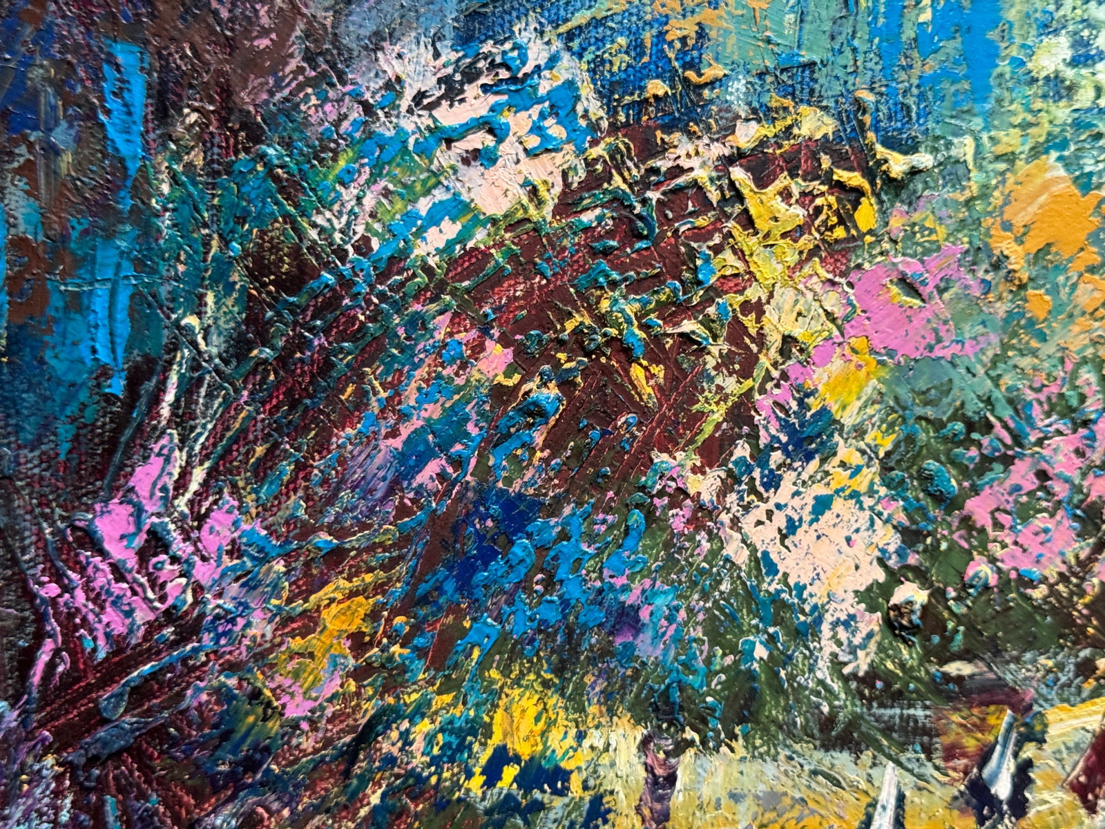 Abstract Oil painting with frame City K. Leonid - 7
