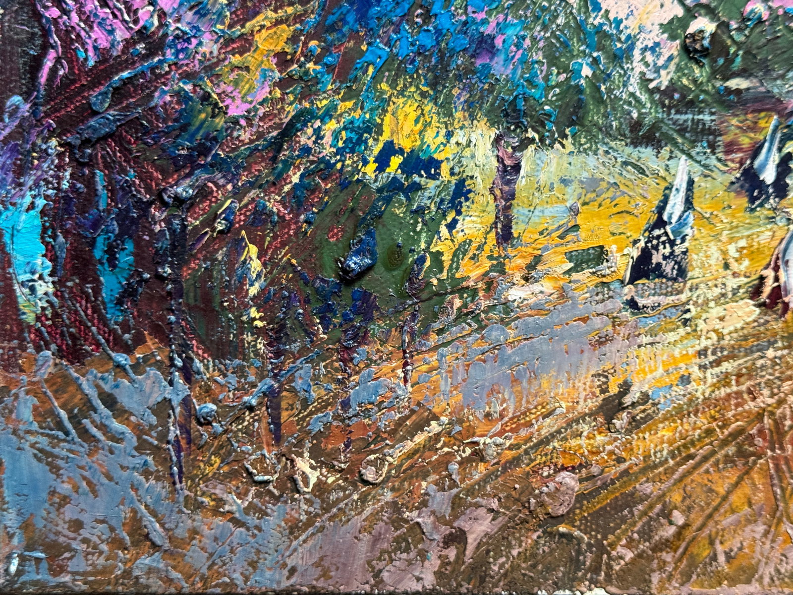 Abstract Oil painting with frame City K. Leonid - 8