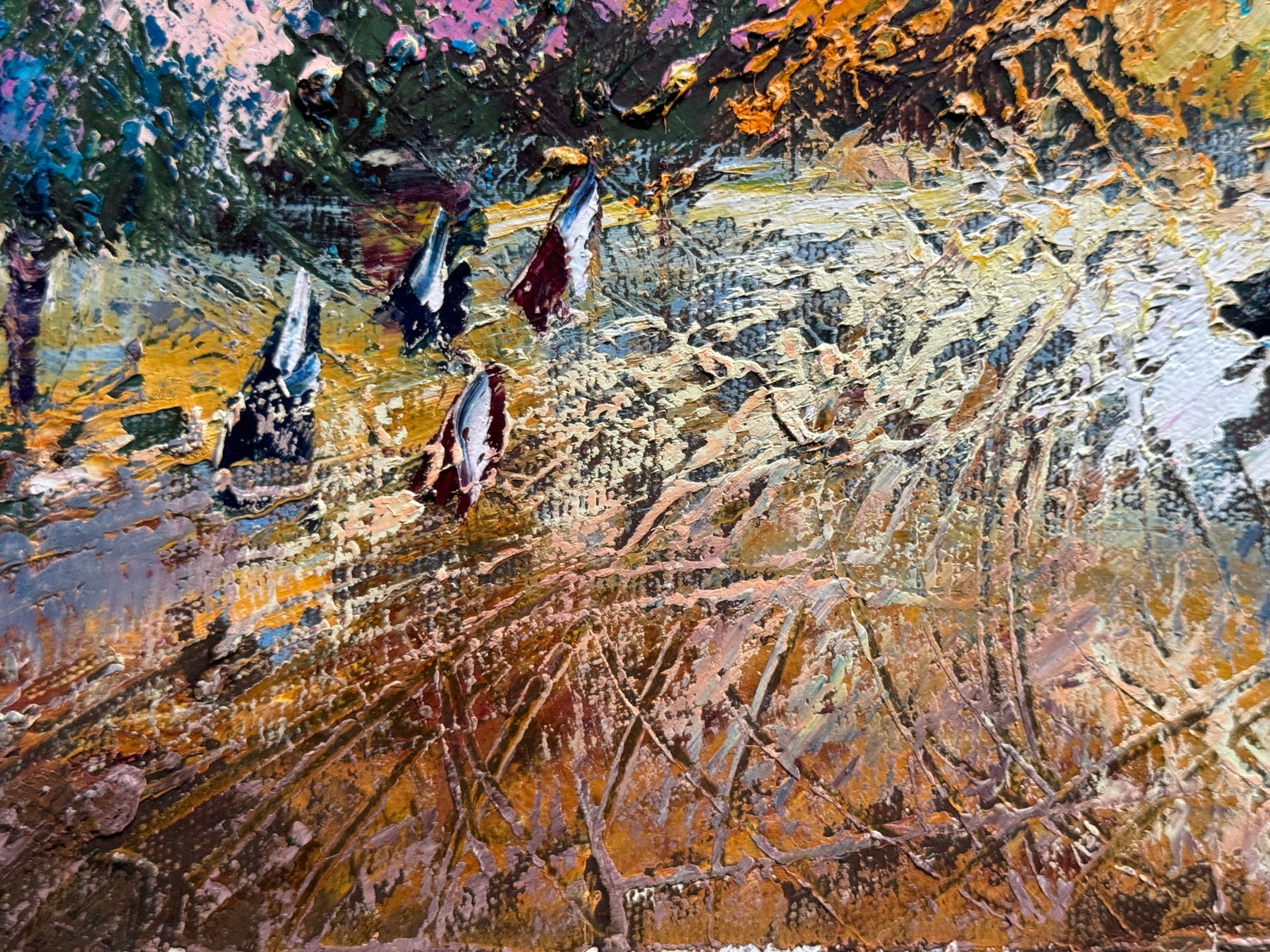 Abstract Oil painting with frame City K. Leonid - 9