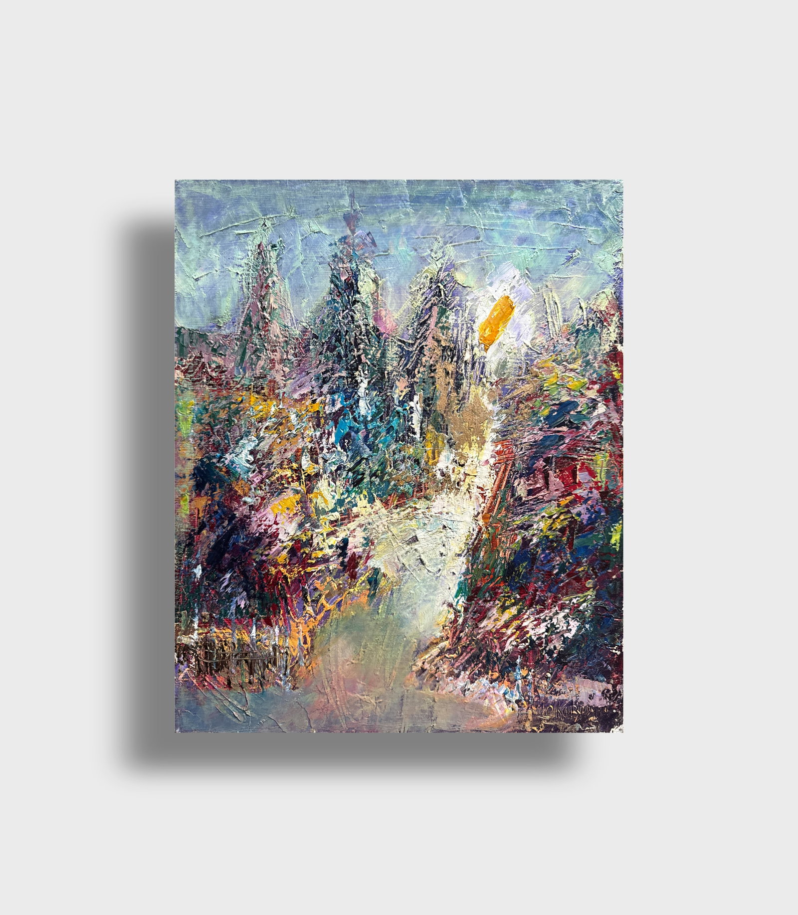 Abstract Oil painting with frame City K. Leonid - 11