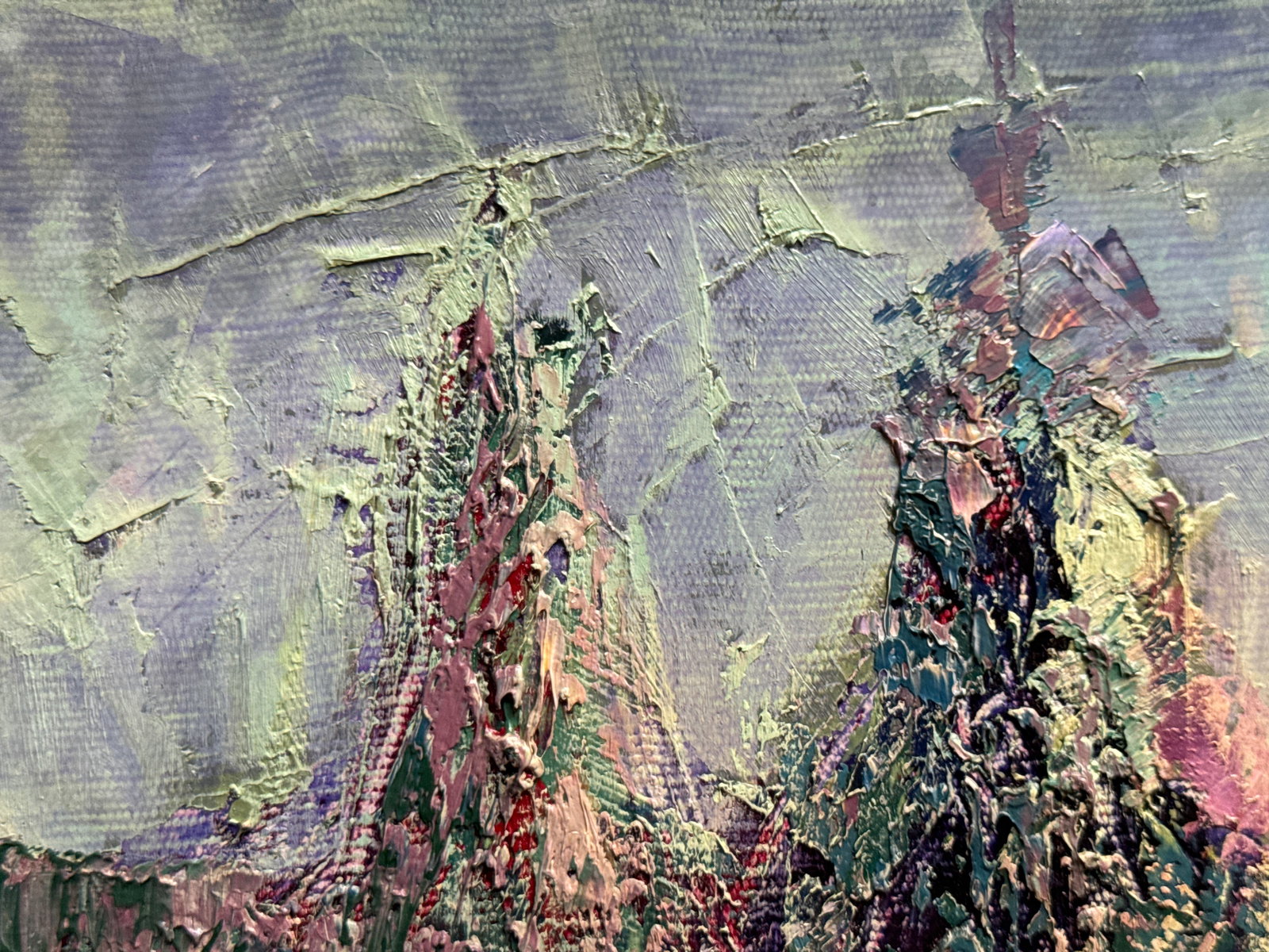 Abstract Oil painting with frame City K. Leonid - 2