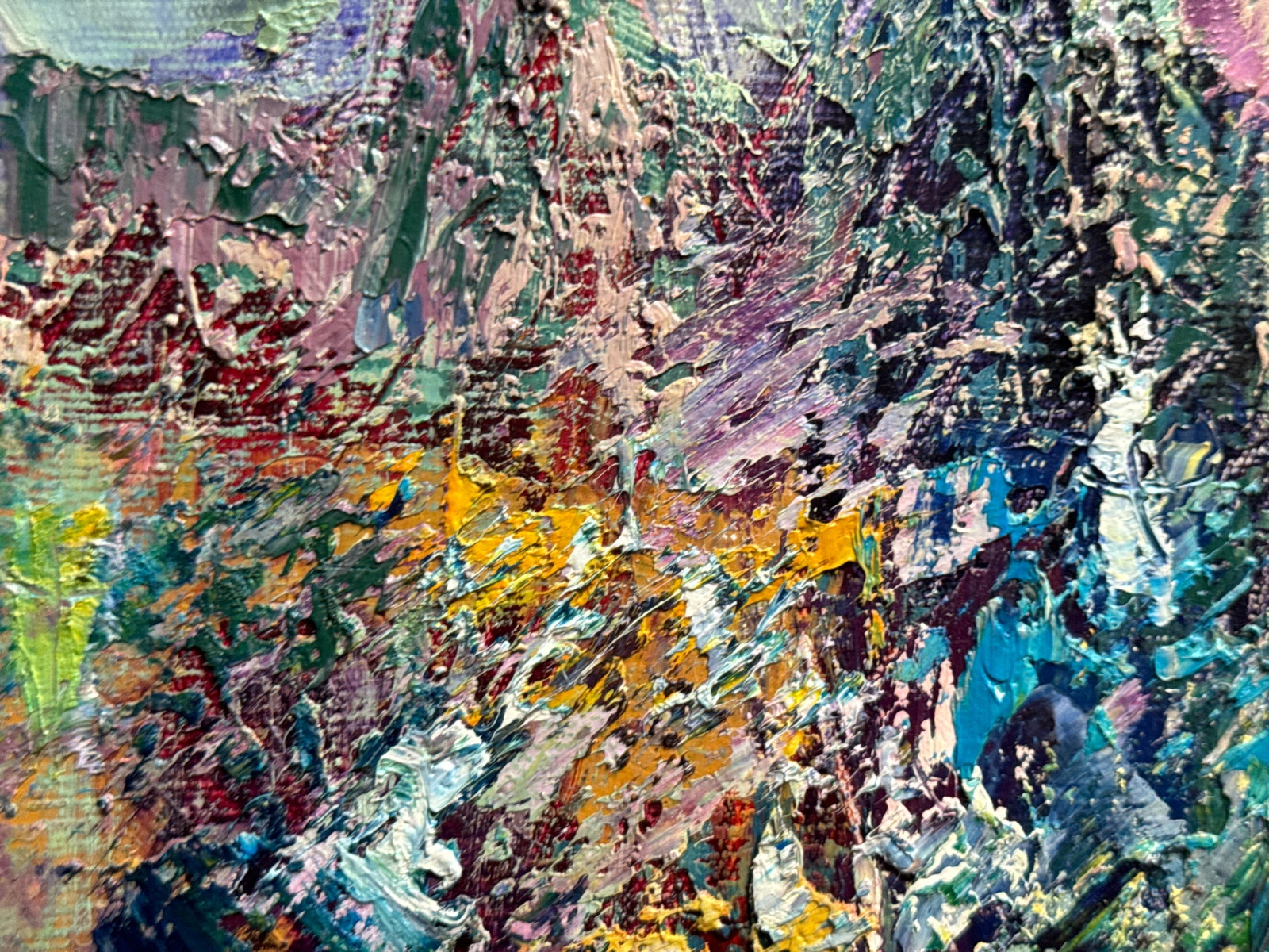 Abstract Oil painting with frame City K. Leonid - 3