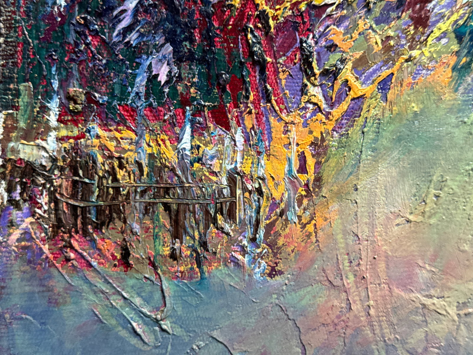 Abstract Oil painting with frame City K. Leonid - 5