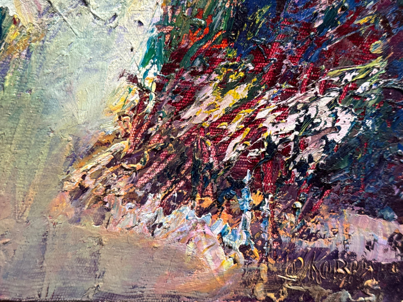 Abstract Oil painting with frame City K. Leonid - 6
