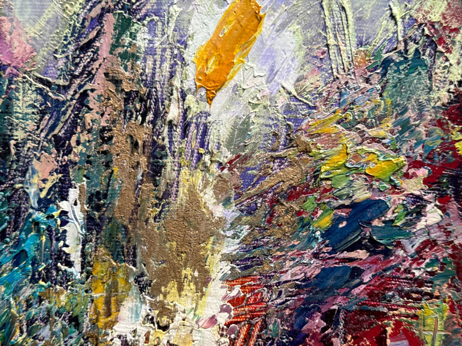 Abstract Oil painting with frame City K. Leonid - 8