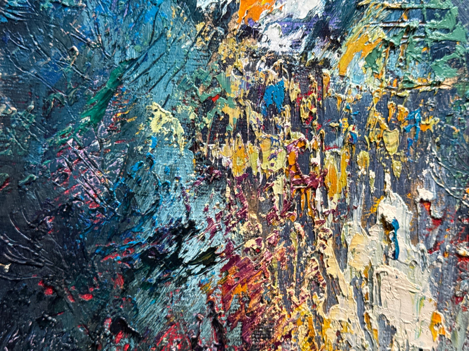 Abstract Oil painting with frame Night city K. Leonid - 3