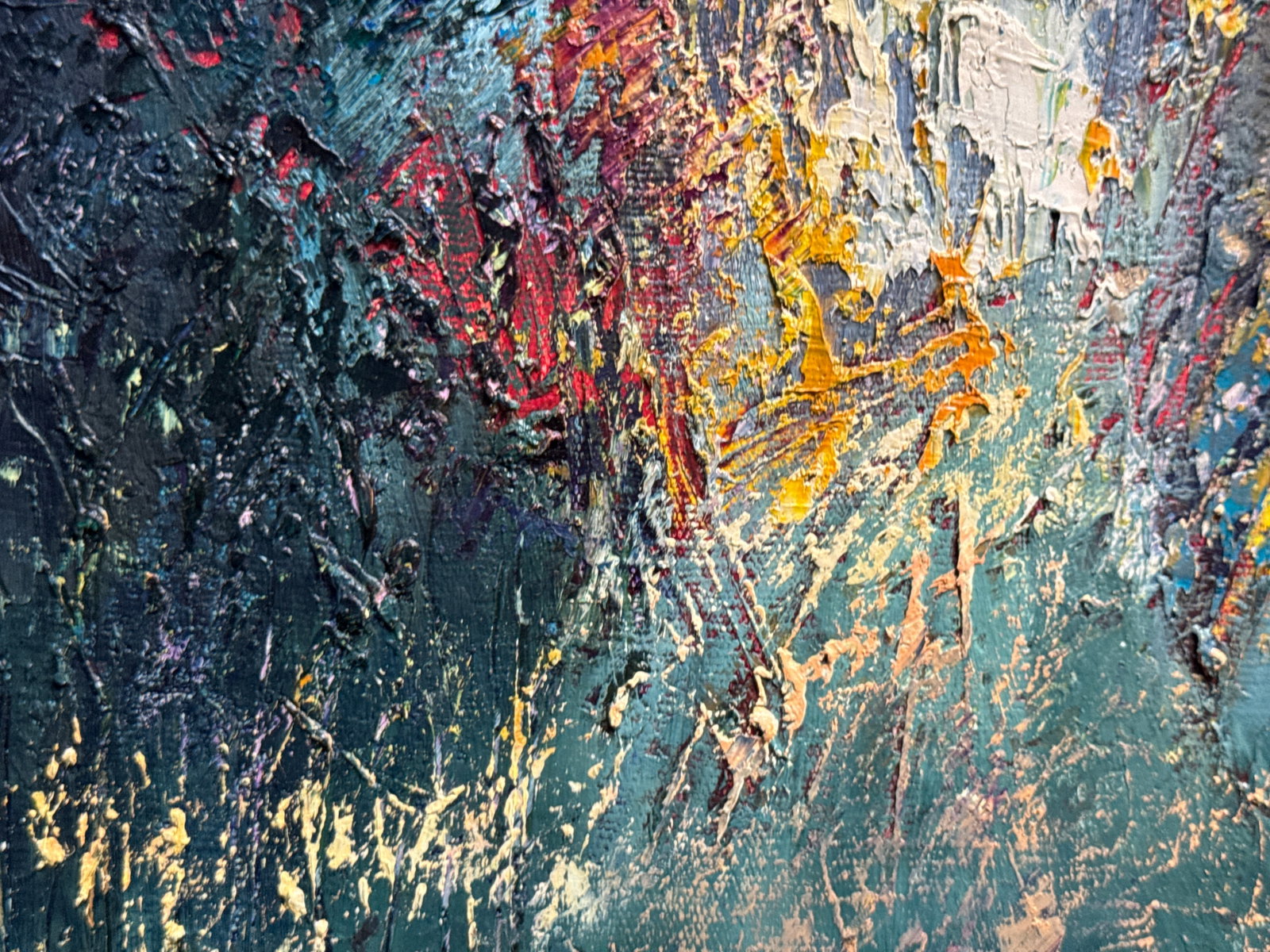 Abstract Oil painting with frame Night city K. Leonid - 5