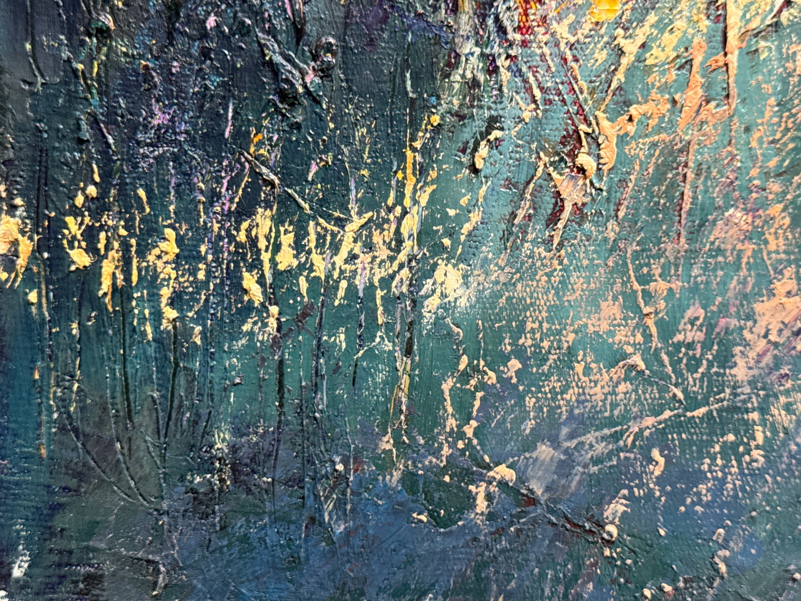 Abstract Oil painting with frame Night city K. Leonid - 6