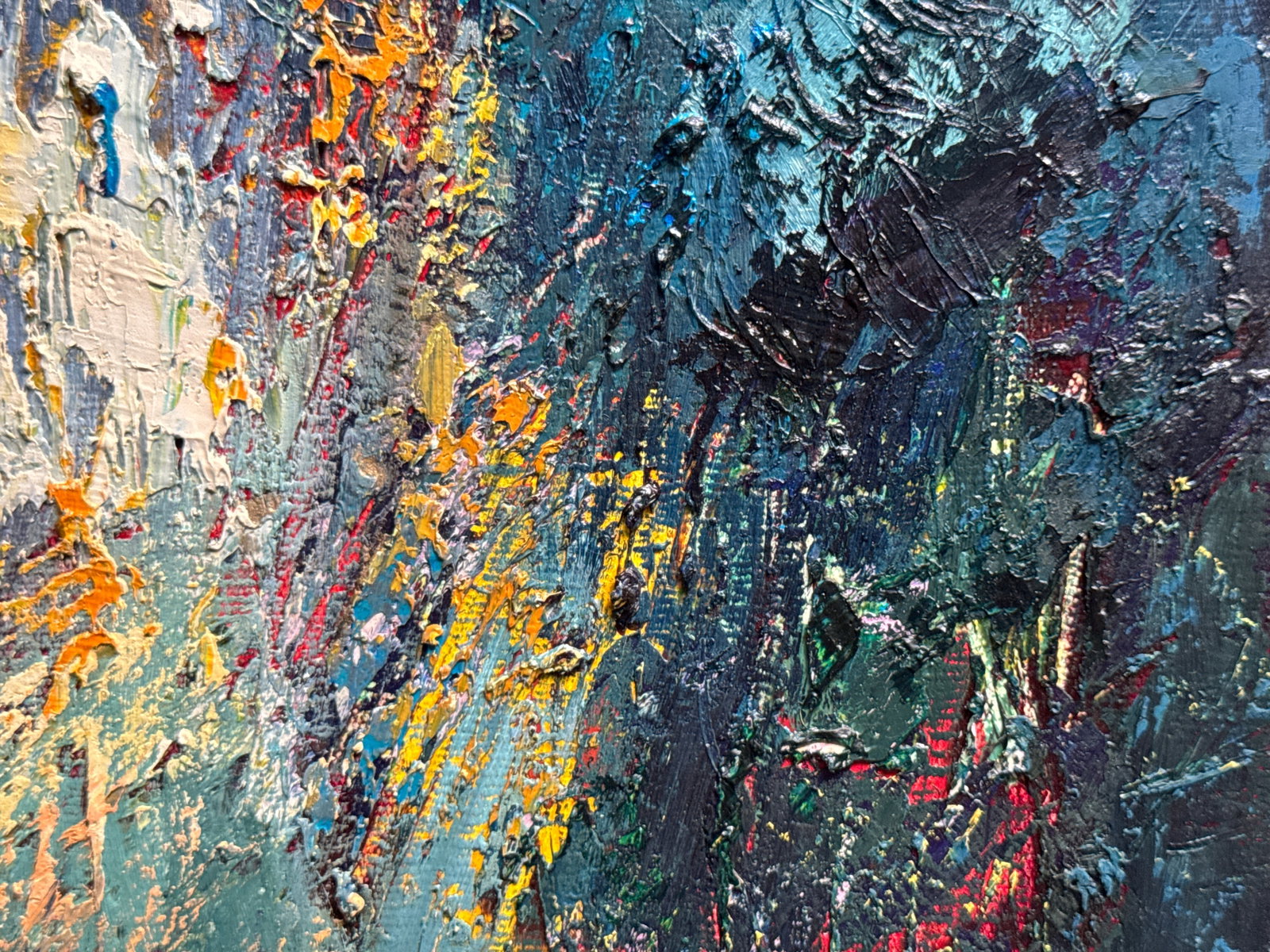 Abstract Oil painting with frame Night city K. Leonid - 8