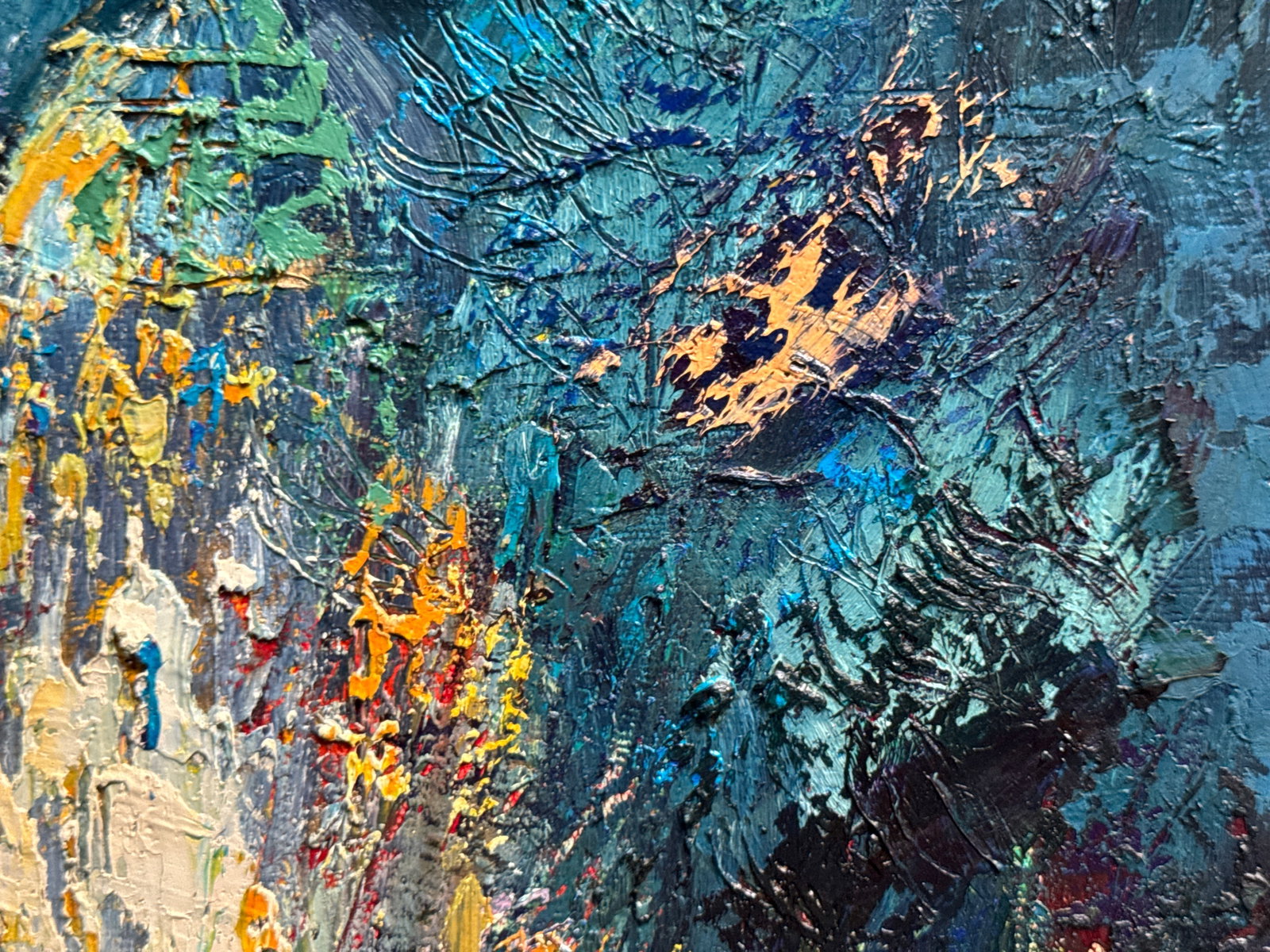 Abstract Oil painting with frame Night city K. Leonid - 9