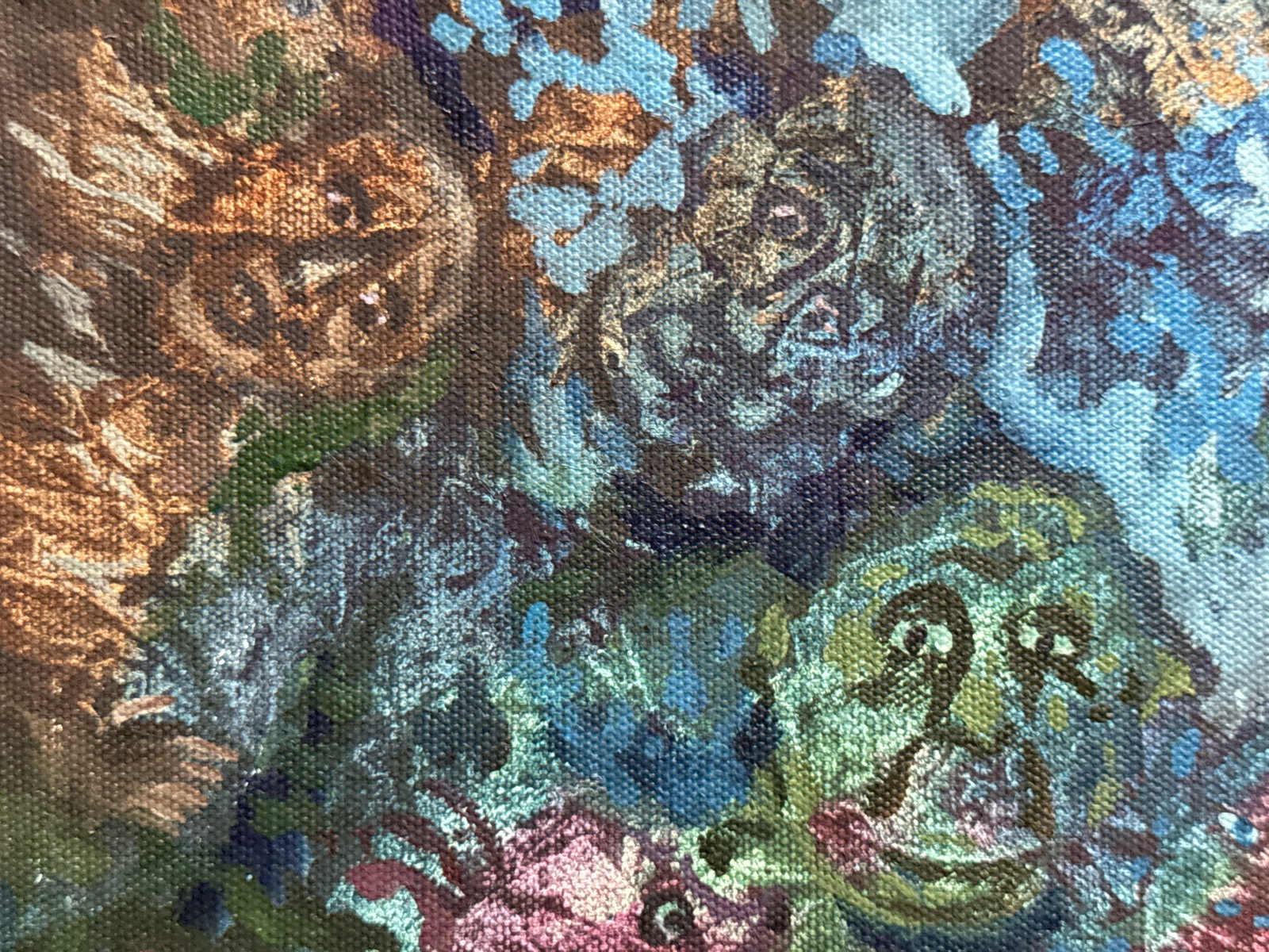 Abstract Oil painting with frame Theater of the Absurd K. Leonid - 2
