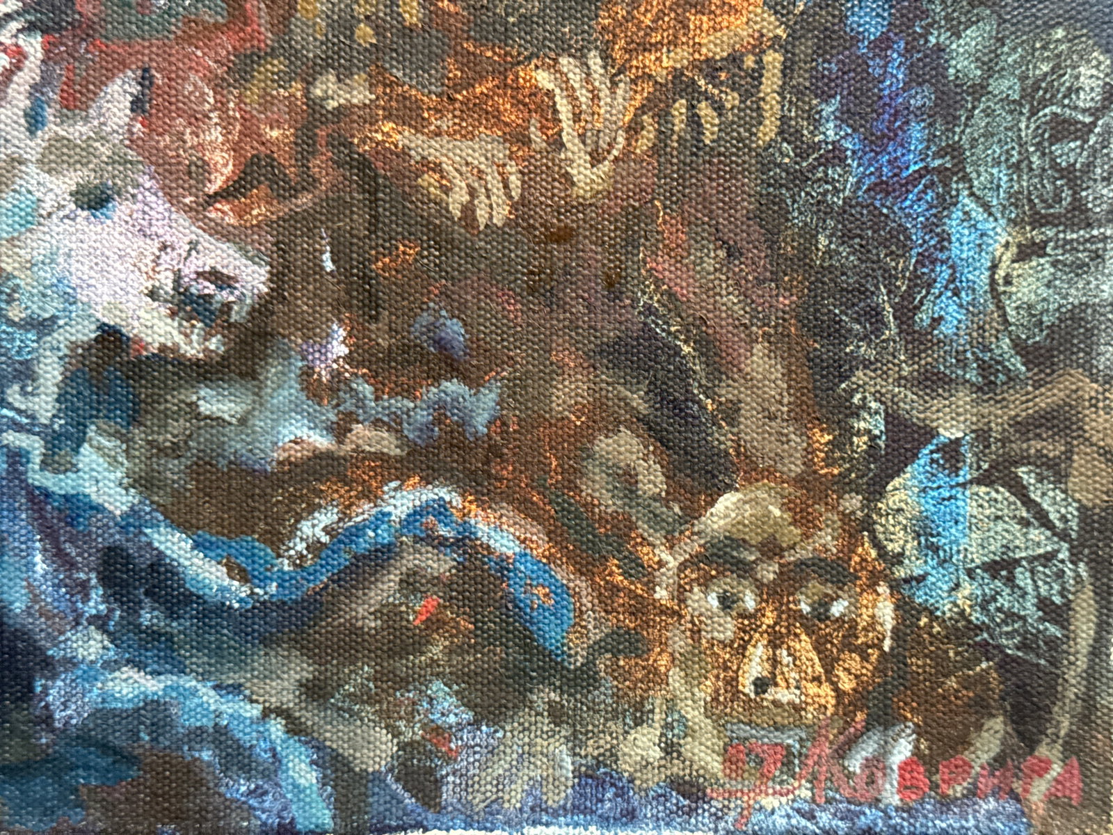 Abstract Oil painting with frame Theater of the Absurd K. Leonid - 6