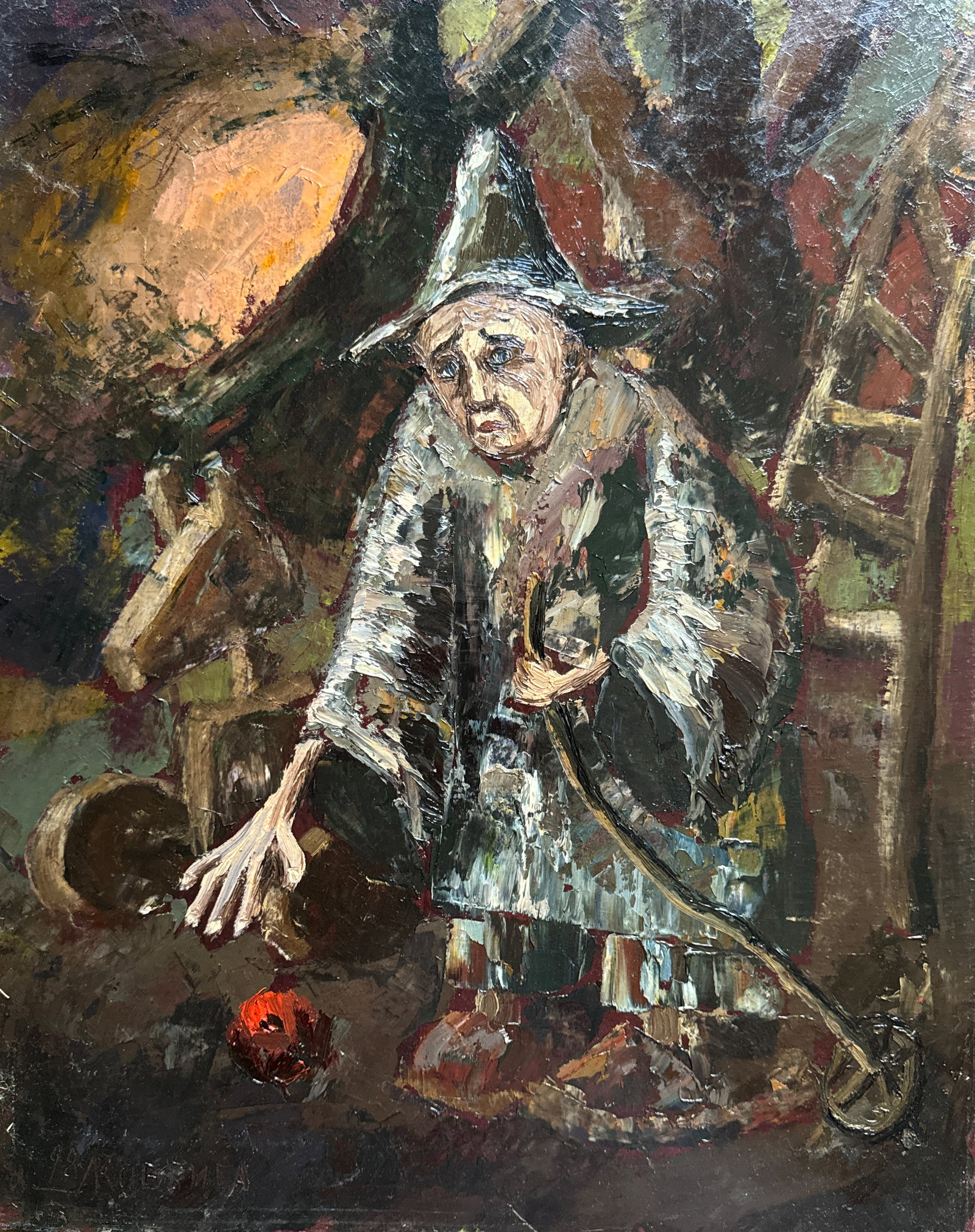 Oil painting with frame Apple K. Leonid: 690KK Painter: K. Leonid S?ze: 50x40 cm/ 19.68x15.74 inches Components: oil, canvas Original painting CONDITION: exellent ERA:1998 ARTIST: Born in the village of Ostrov, what a beautiful name,