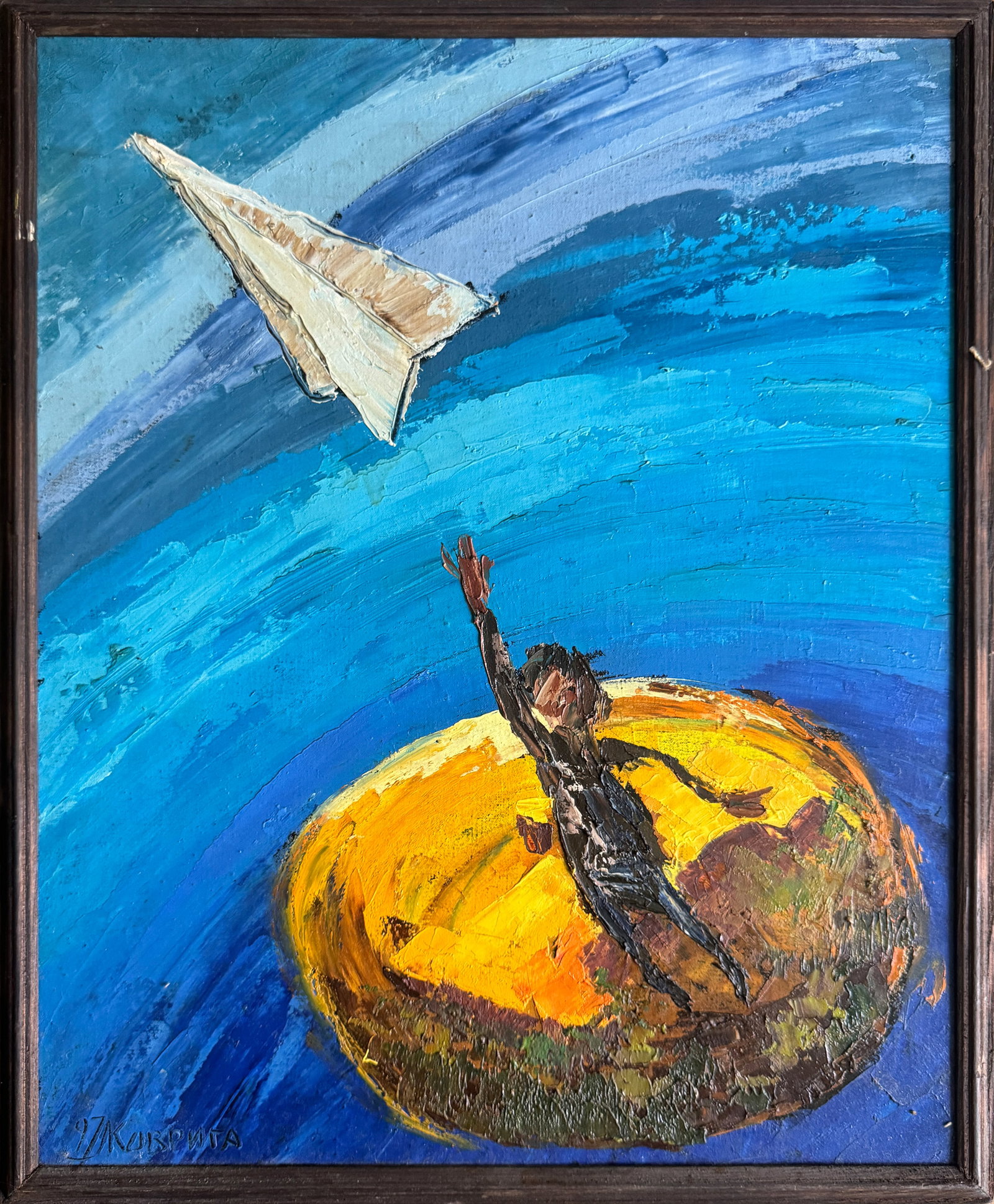 Oil painting with frame An uninhabited island K. Leonid: 694KK Painter: K. Leonid S?ze: 41x33 cm/ 16.14x12.99 inches Components: oil, canvas Original painting CONDITION: exellent ERA:1997 ARTIST: Born in the village of Ostrov, what a beautiful name, located