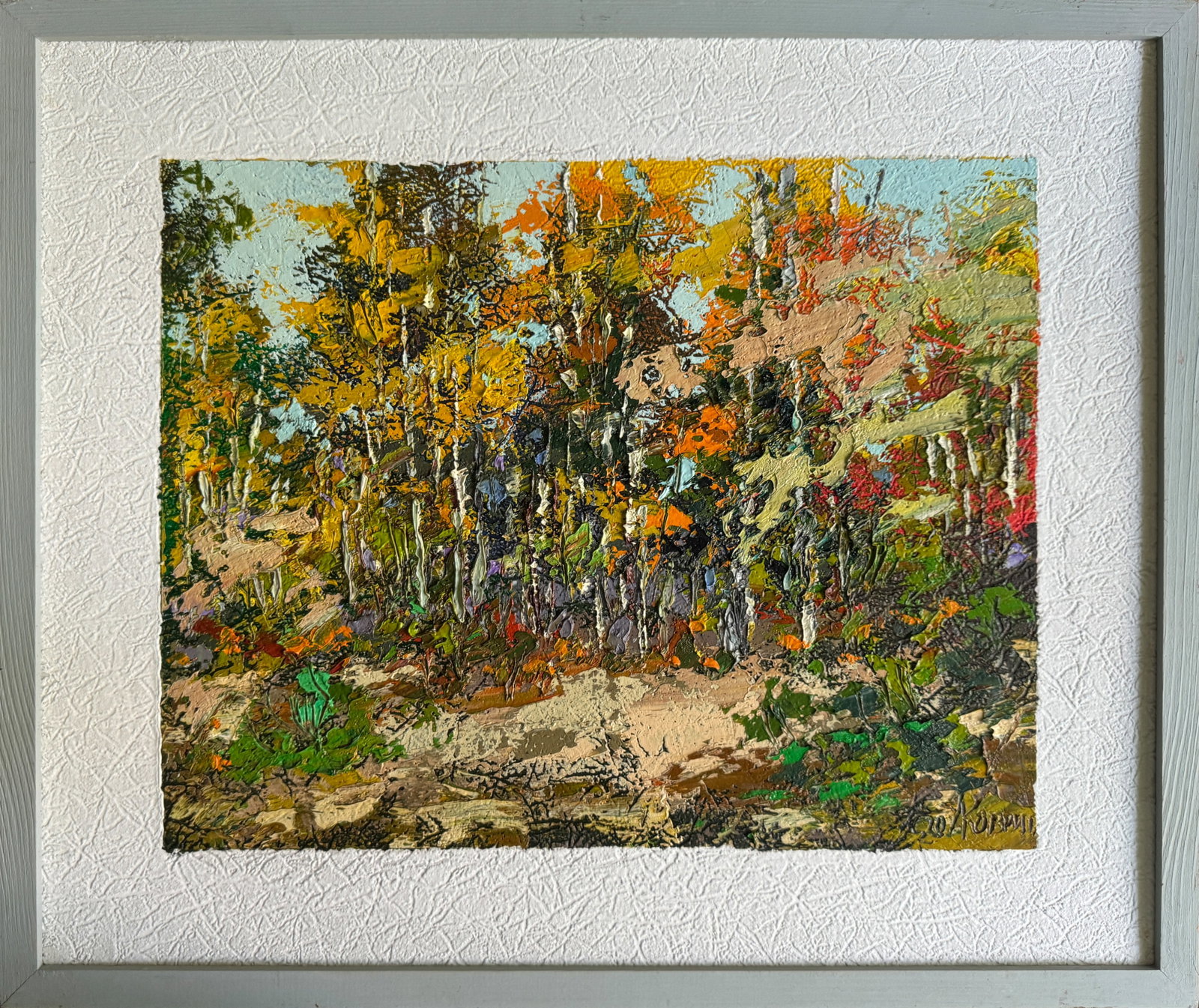 Oil painting with frame Autumn K. Leonid: 699KK Painter: K. Leonid S?ze: 50x60 cm/ 19.68x23.62 inches Components: oil, vinyl, fiberboard Original painting CONDITION: exellent ERA:2020 ARTIST: Born in the village of Ostrov, what a beautiful na