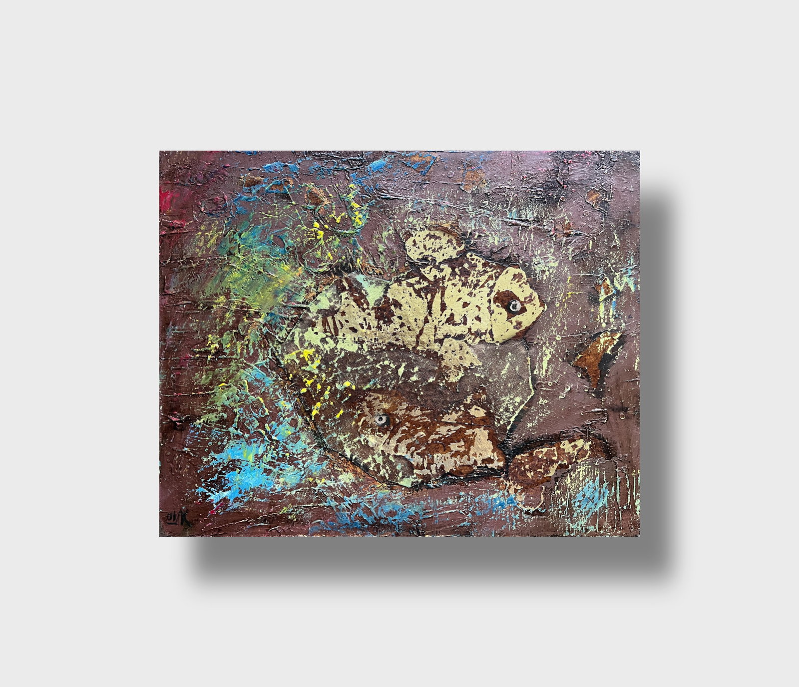 Abstract Oil painting with frame Fish K. Leonid - 9