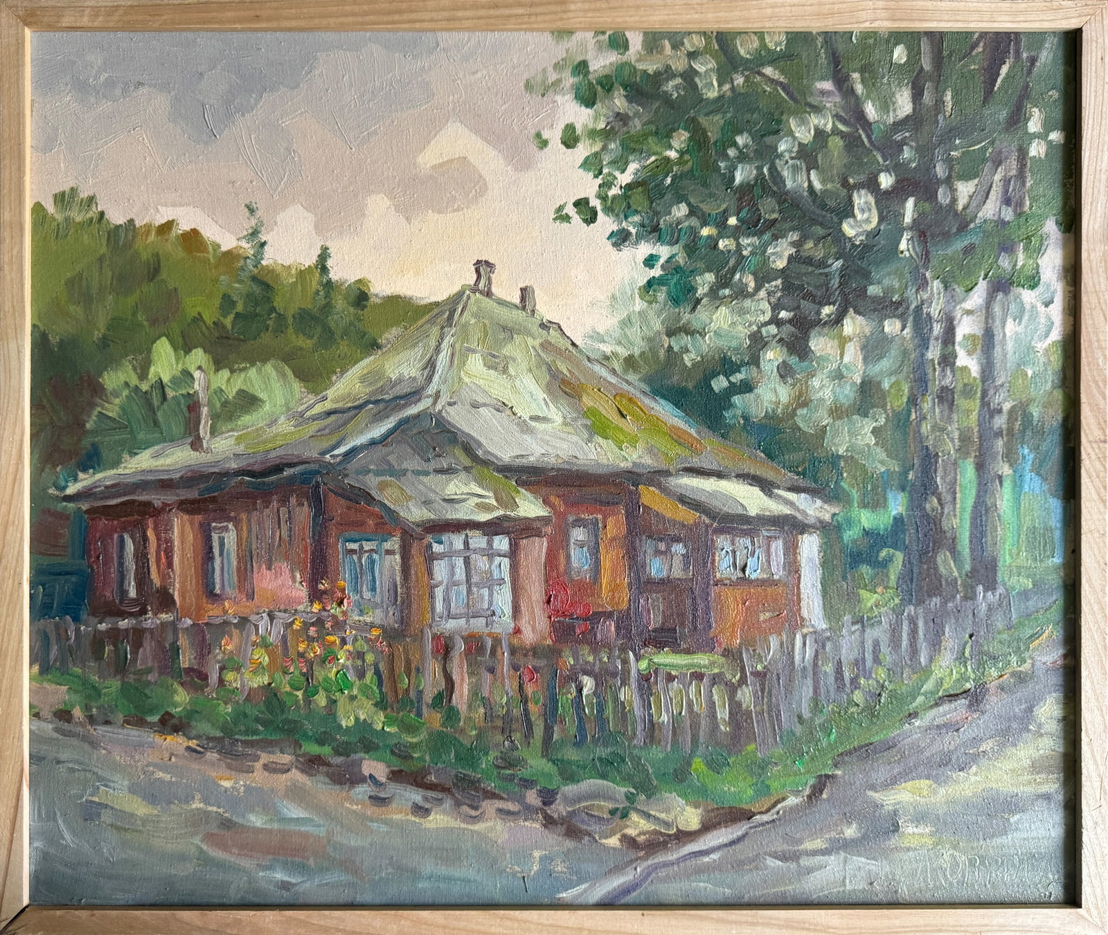 Oil painting with frame An old house K. Leonid: 709KK Painter: K. Leonid S?ze: 50x60 cm/ 19.68x23.62 inches Components: oil, canvas Original painting CONDITION: exellent ERA:2018 ARTIST: Born in the village of Ostrov, what a beautiful name, located