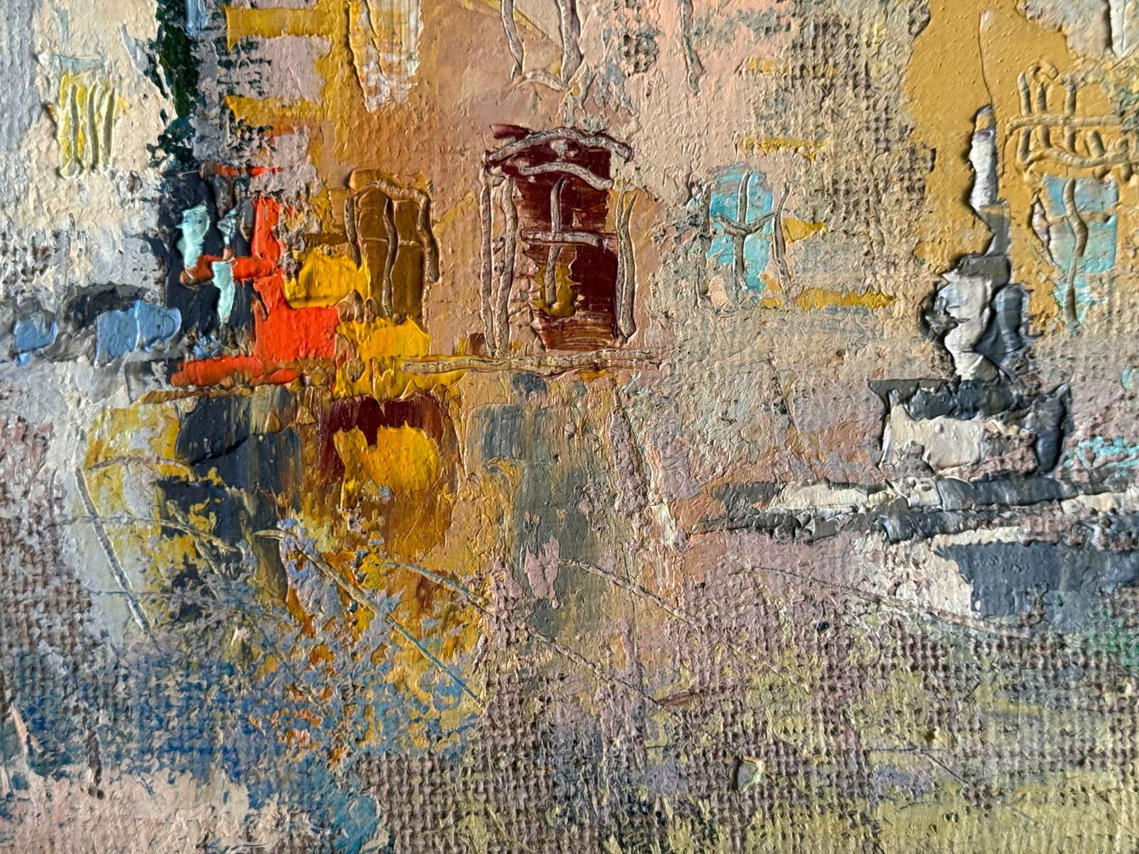 Abstract Oil painting with frame Lviv Market Square K. Leonid - 5