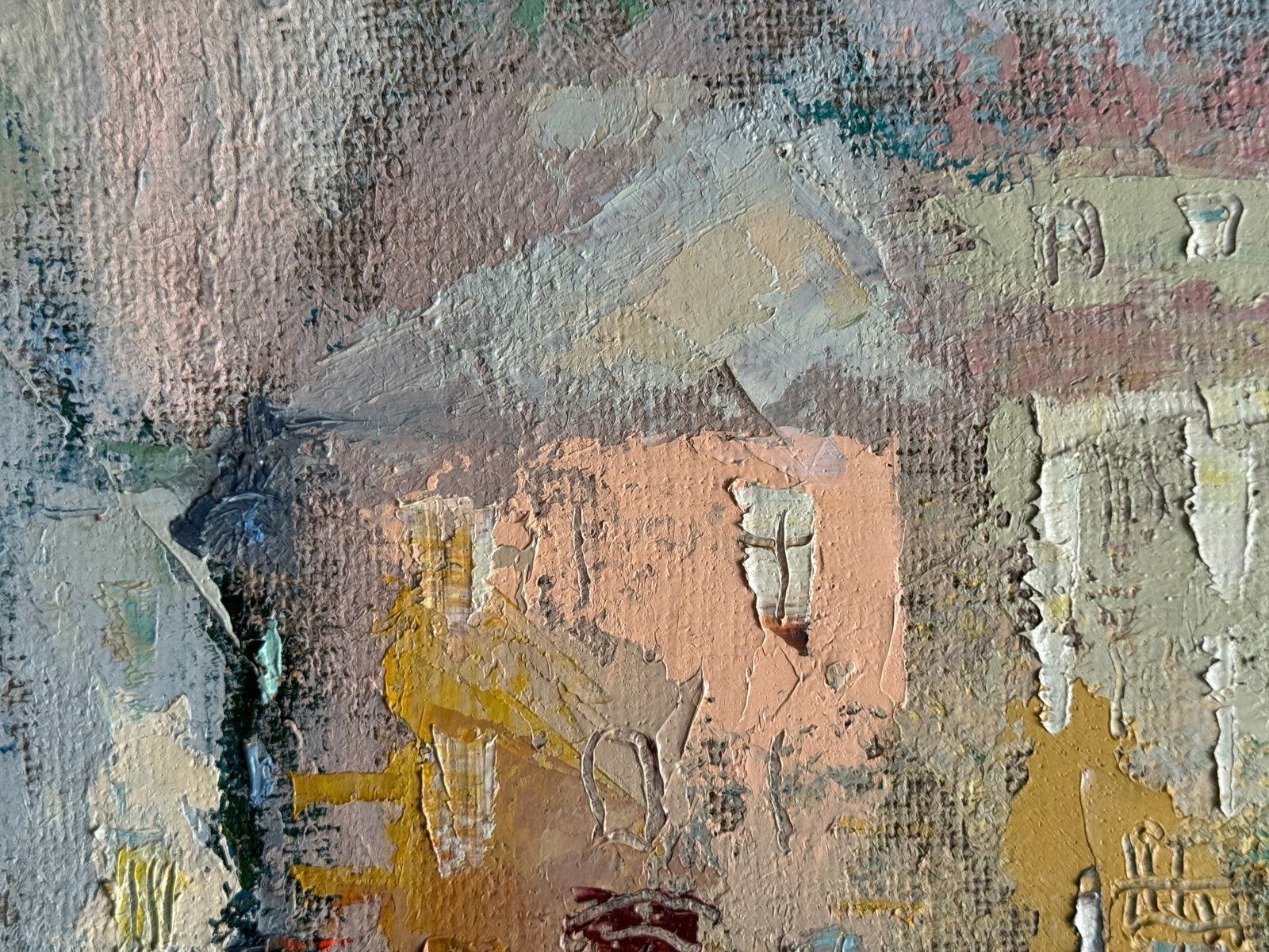 Abstract Oil painting with frame Lviv Market Square K. Leonid - 6