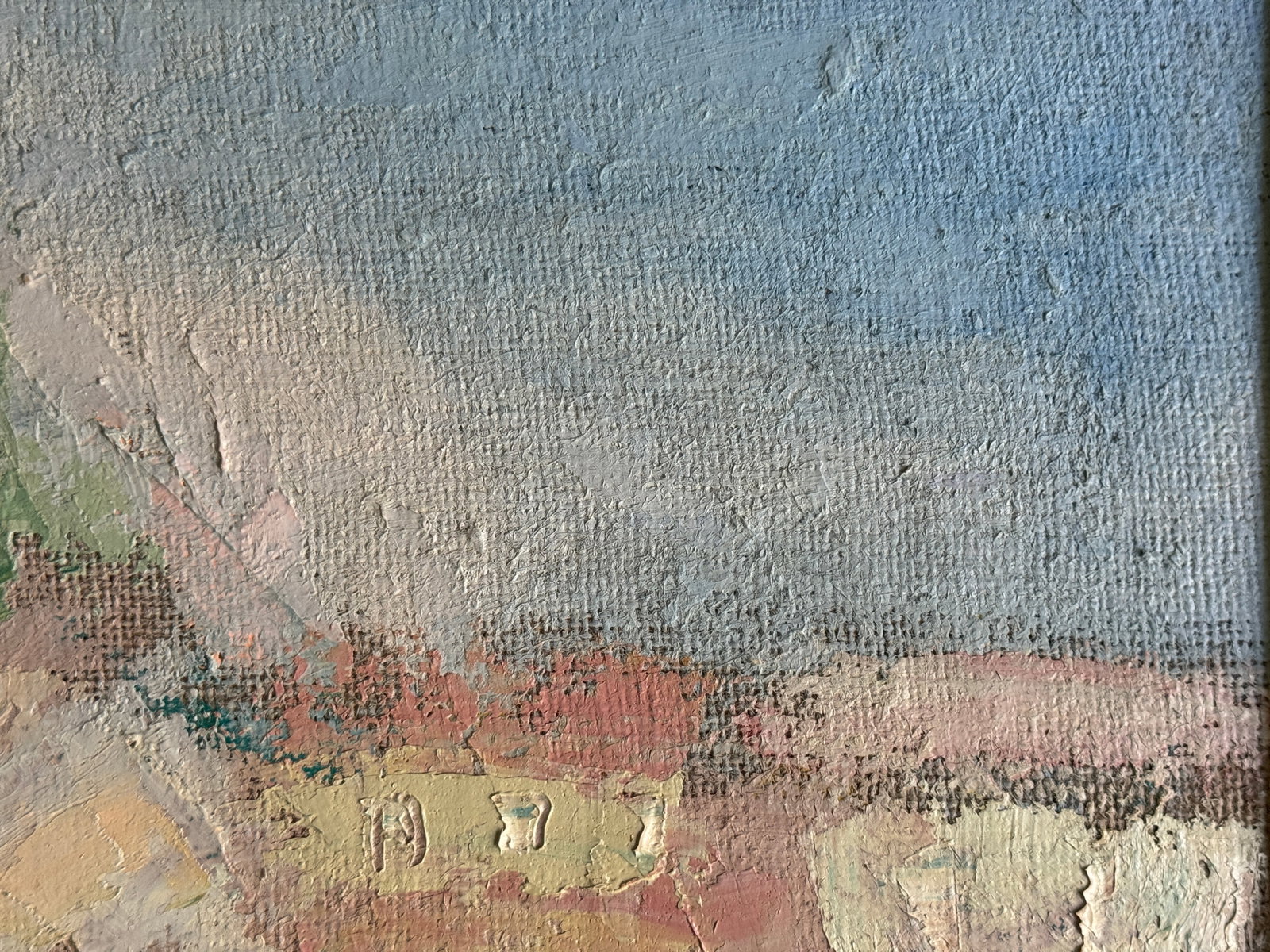 Abstract Oil painting with frame Lviv Market Square K. Leonid - 8