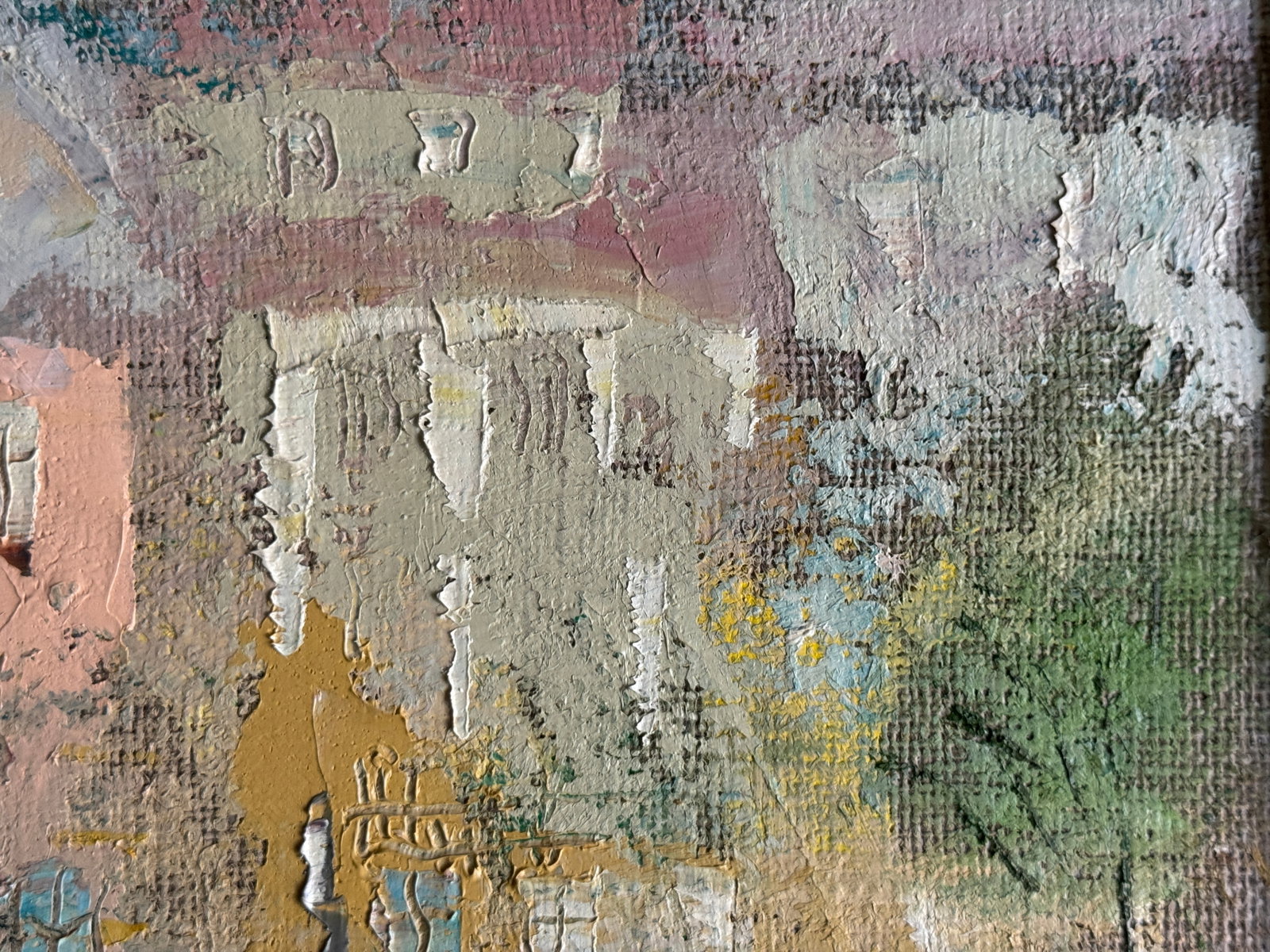 Abstract Oil painting with frame Lviv Market Square K. Leonid - 9