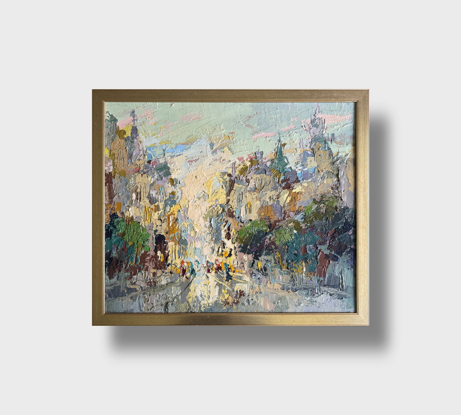 Abstract Oil painting with frame City K. Leonid - 12