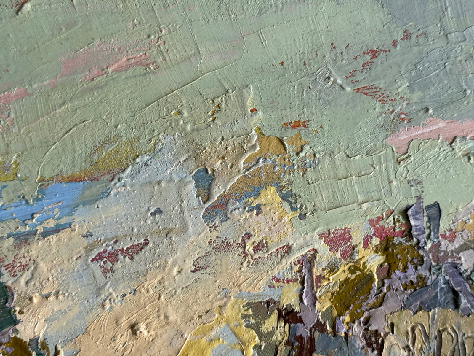 Abstract Oil painting with frame City K. Leonid - 7