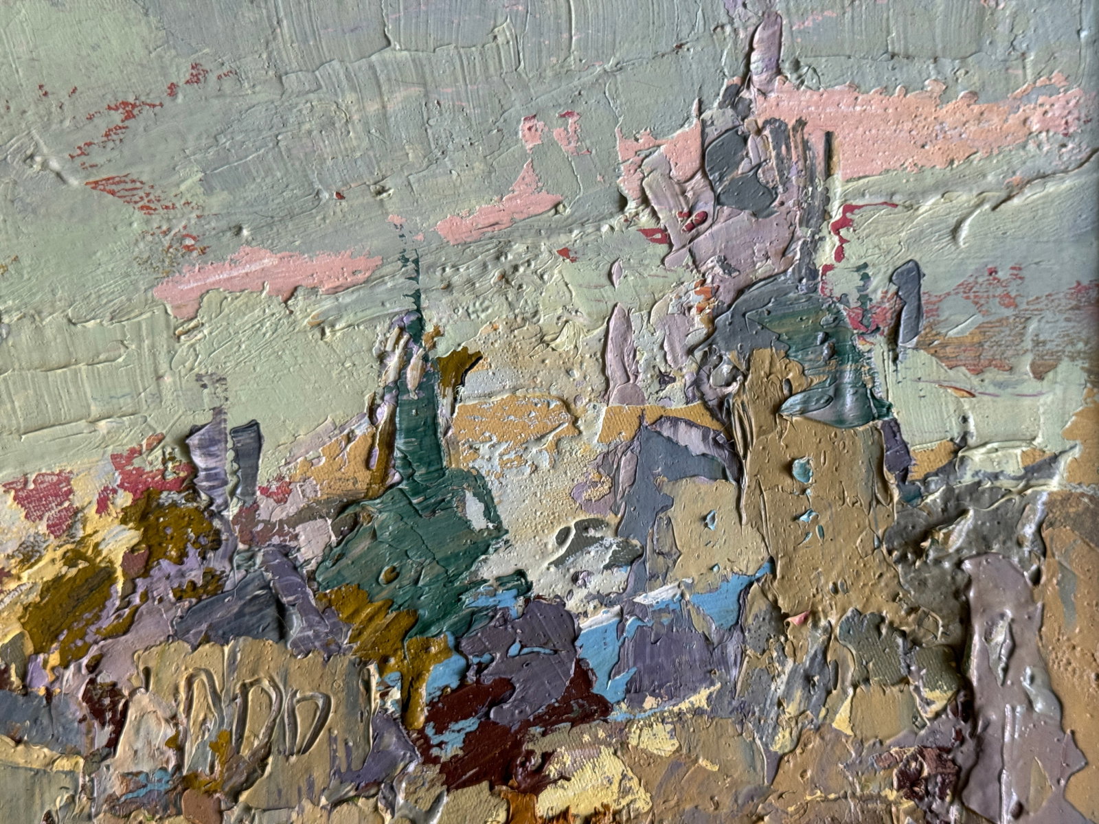 Abstract Oil painting with frame City K. Leonid - 8