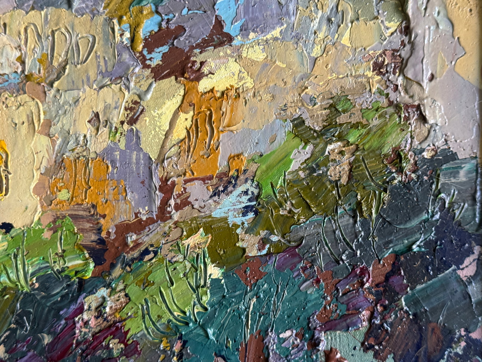 Abstract Oil painting with frame City K. Leonid - 9