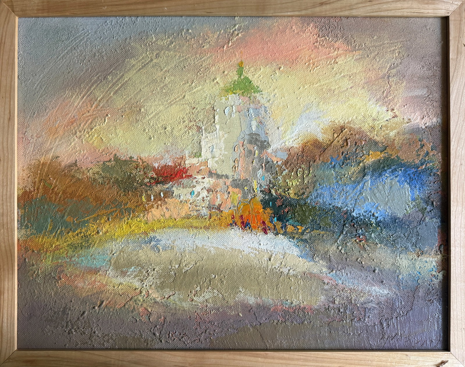 Oil painting with frame St. George's Cathedral, Lviv K. Leonid: 723KK Painter: K. Leonid S?ze: 50x65 cm/ 19.68x25.59 inches Components: oil, fiberboard Original painting CONDITION: exellent ERA:2017 ARTIST: Born in the village of Ostrov, what a beautiful name, loc
