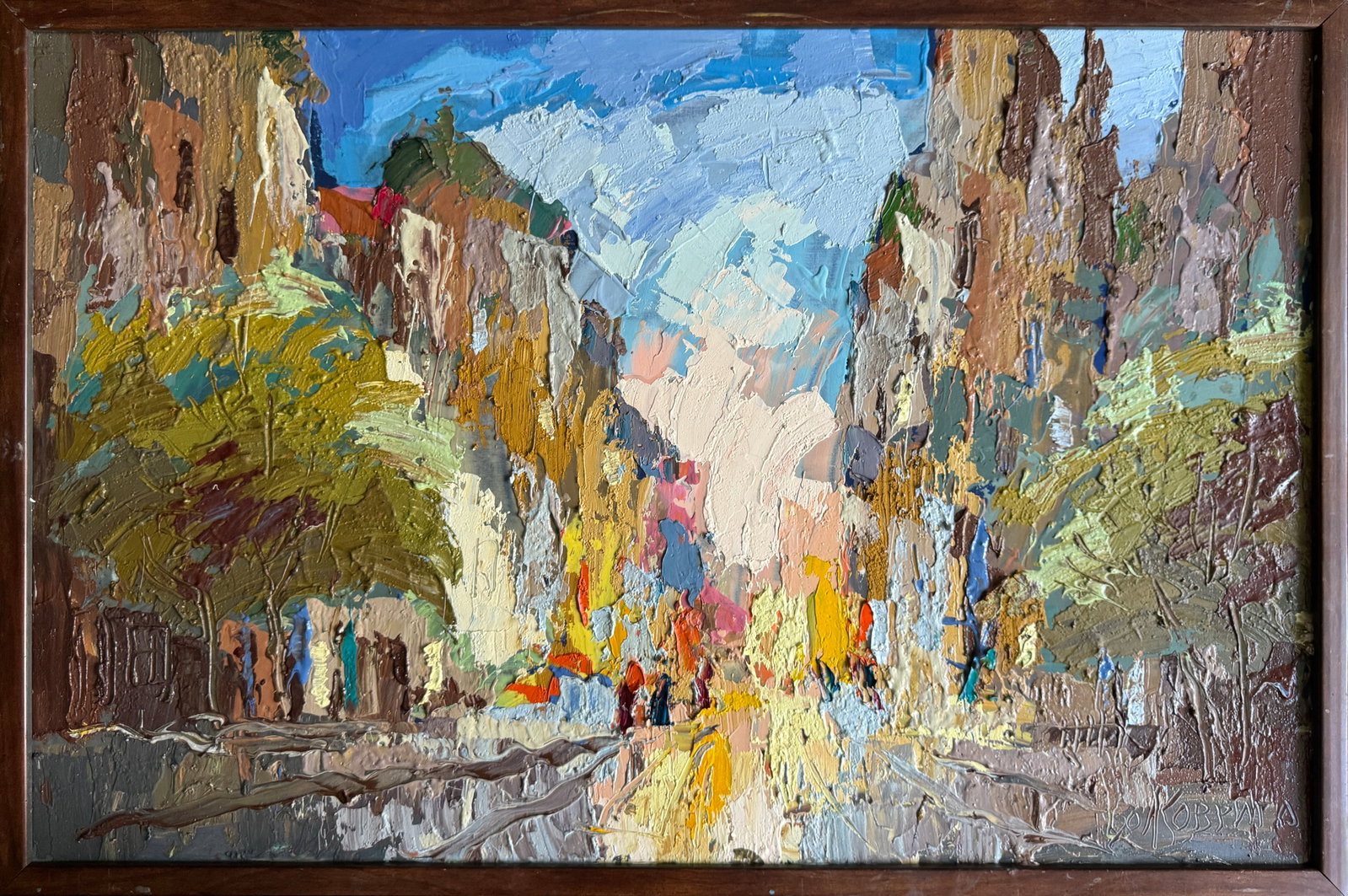 Oil painting with frame City K. Leonid: 729KK Painter: K. Leonid S?ze: 50.5x78.5 cm/ 19.88x30.9 inches Components: oil, acrylic, canvas, fiberboard Original painting CONDITION: exellent ERA:2020 ARTIST: Born in the village of Ostrov, what a