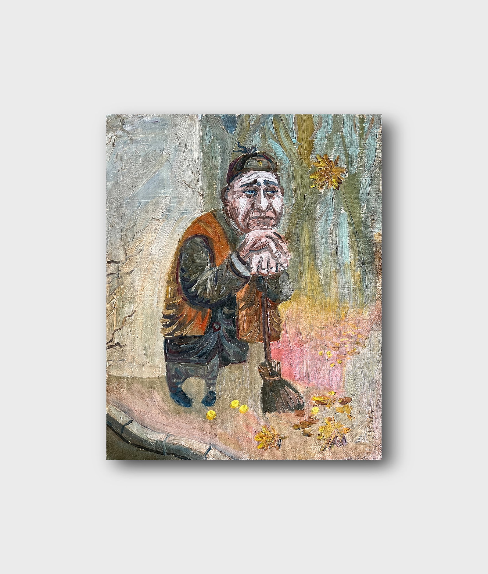 Oil painting with frame Janitor, Autumn K. Leonid - 11