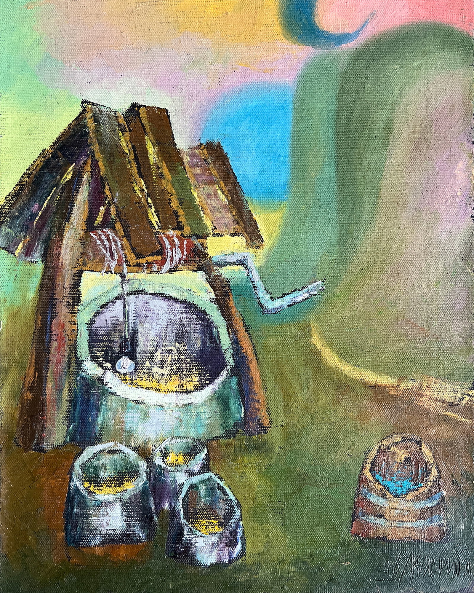 Oil painting with frame well K. Leonid: 734KK Painter: K. Leonid S?ze: 50x40 cm/ 19.68x15.74 inches Components: oil, canvas Original painting CONDITION: exellent ERA:2006 ARTIST: Born in the village of Ostrov, what a beautiful name, located