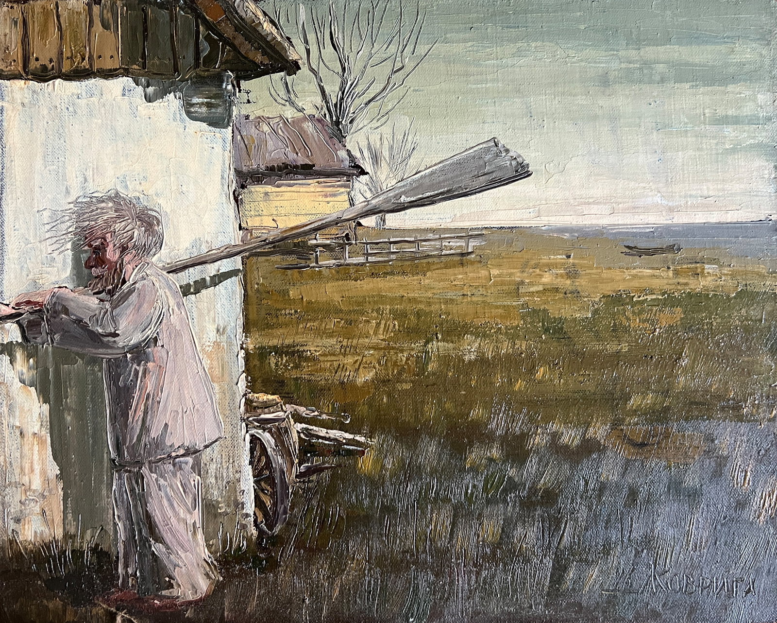 Oil painting with frame Charon K. Leonid: 741KK Painter: K. Leonid S?ze: 40x50 cm/ 15.75x19.68 inches Components: oil, canvas Original painting CONDITION: exellent ERA:1996 ARTIST: Born in the village of Ostrov, what a beautiful name, located