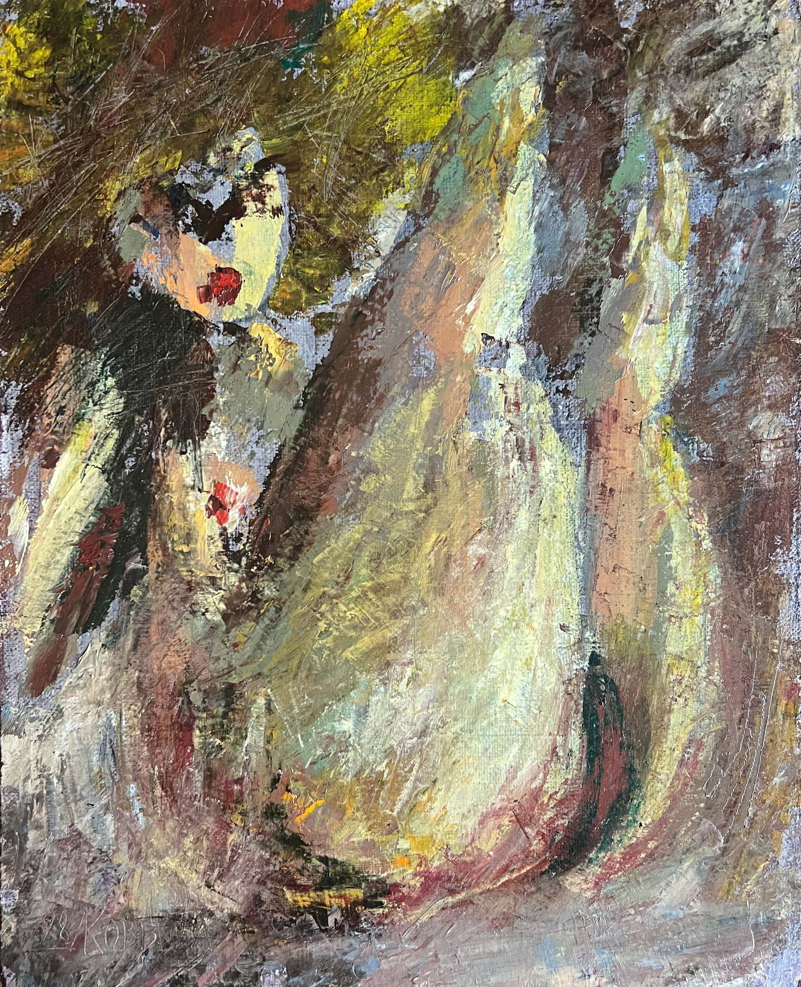 Abstract Oil painting with frame act K. Leonid: 746KK Painter: K. Leonid S?ze: 50x40 cm/ 19.68x15.74 inches Components: oil, canvas Original painting CONDITION: exellent ERA:1999 ARTIST: Born in the village of Ostrov, what a beautiful name, located