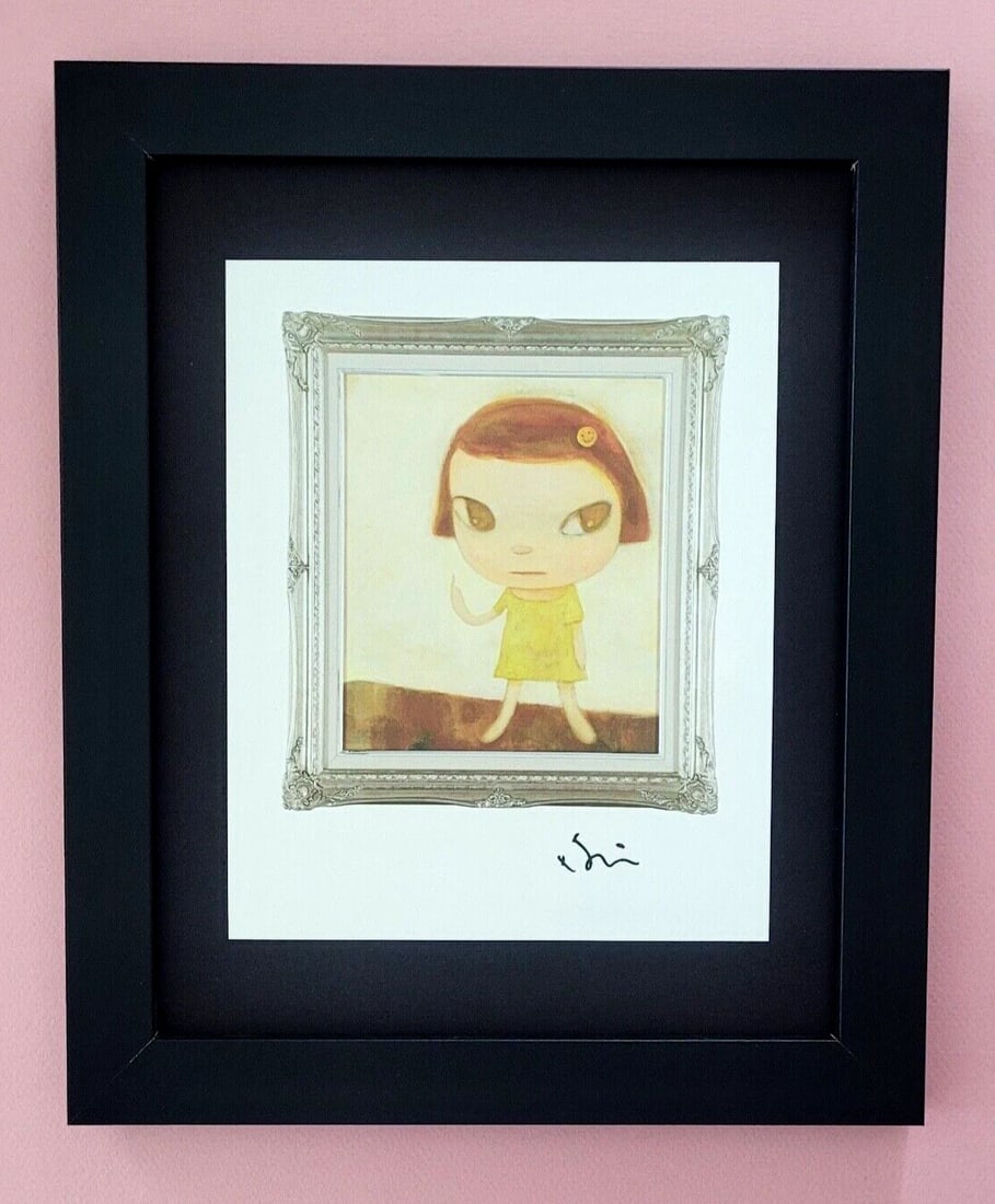 YOSHITOMO NARA | BEAUTIFUL PRINT FROM JAPAN | SIGNED MOUNTED AND FRAMED: YOSHITOMO NARA FRAMED PRINT FROM TOKYO FACSIMILE SIGNED IN INK MOUNTED IN A BLACKBOARD 10 X 8 in FRAME COVERS AN AREA OF 11 X 9 in MOUNTED AND FRAMED EXCELLENT CONDITIONS WILL BE CAREFULLY SHIPPED Res