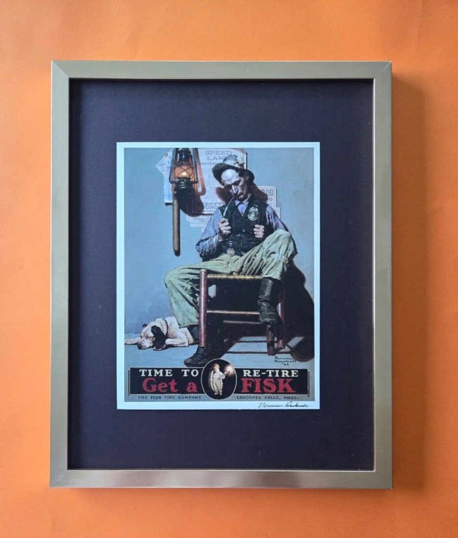 NORMAN ROCKWELL + Signed 1970's Print Mounted and Framed + Beautiful.: We have for Sale this Norman Rockwell AWESOME 1970's PRINT FACSIMILE SIGNED IN INK FRAME COVERS AN AREA OF 15 X 12 in PRINT IS MOUNTED OVER A BLACK BOARD AND FRAMED IN BRAND NEW GOLD FRAME EXCELLENT