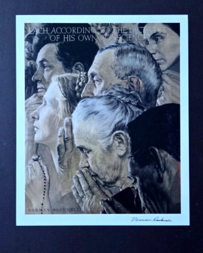 NORMAN ROCKWELL + Signed 1970's Print Mounted and Framed + Beautiful. - 2