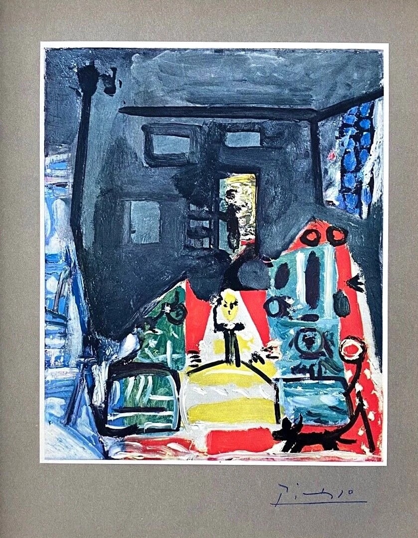 PABLO PICASSO+ ORIGINAL 1969 + SIGNED + HAND TIPPED COLOR PLATE + FRAMED - 2