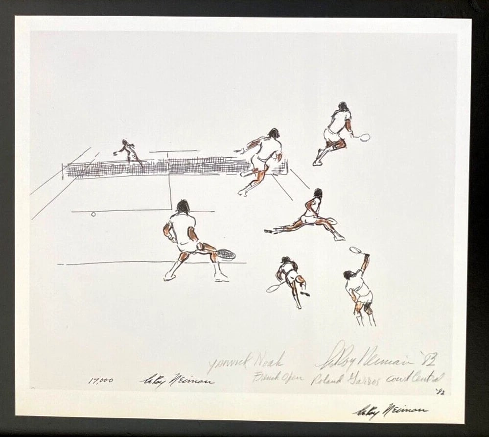 LEROY NEIMAN + PARIS SCENE + TENNIS + CIRCA 1990'S + SIGNED PRINT FRAMED! - 2