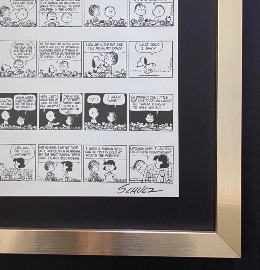 CHARLES SCHULZ + Signed Vintage 1968 Peanuts SNOOPY Cartoon + New Frame - 2
